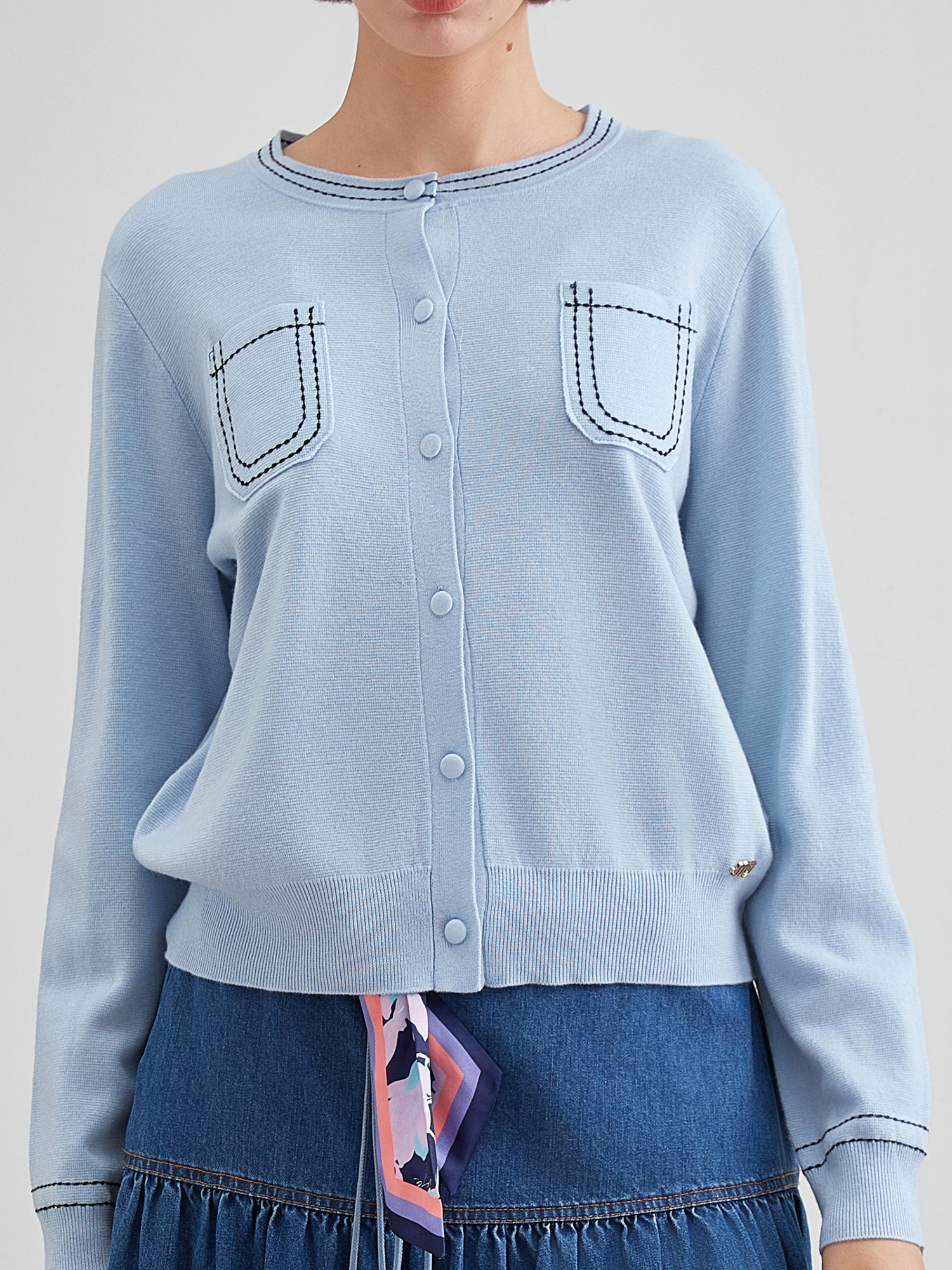 mi-tu 明線羊毛開衫外套