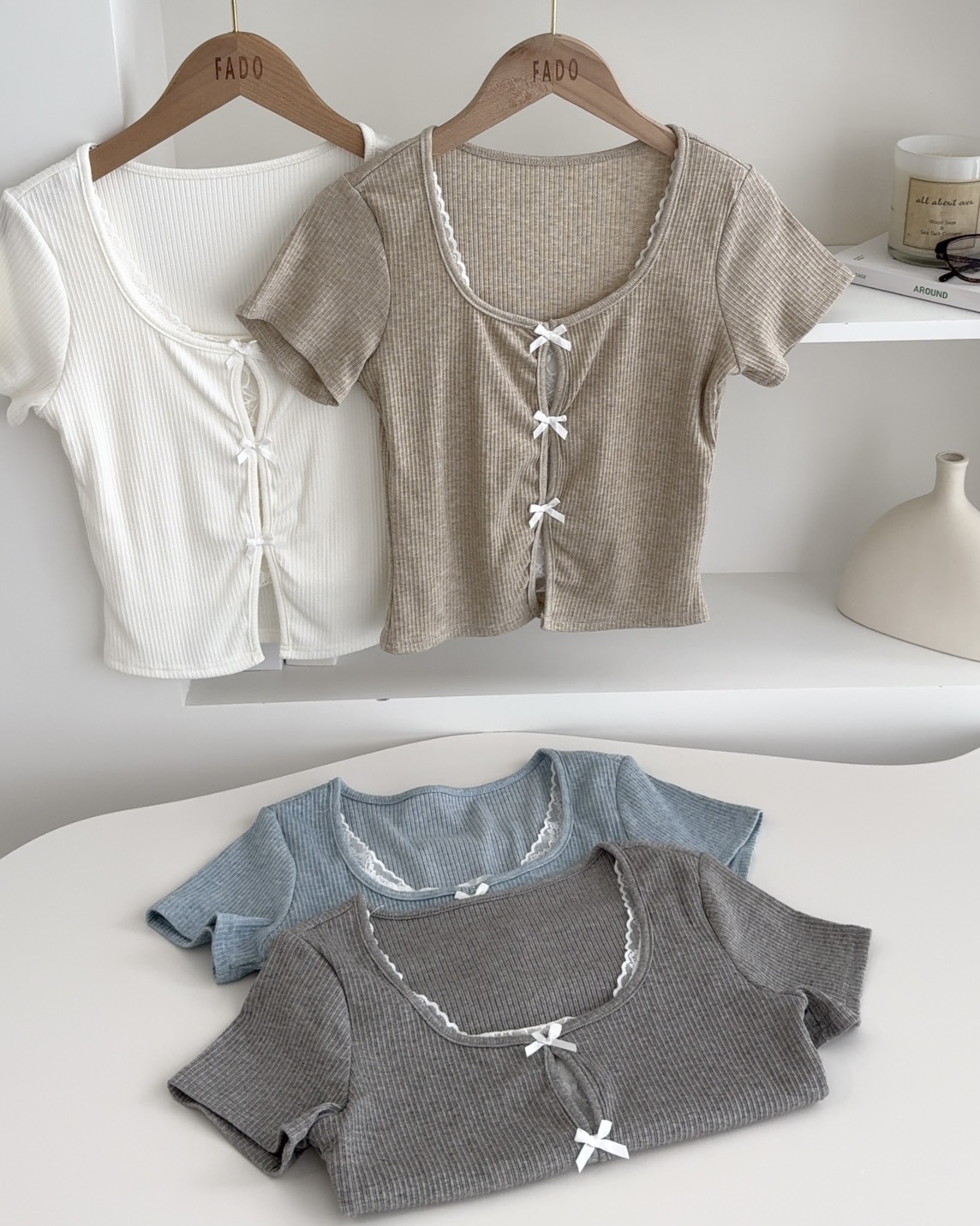 法朵Fado shop｜2026新色✨拼接蕾絲花邊短衫 011B017 四色