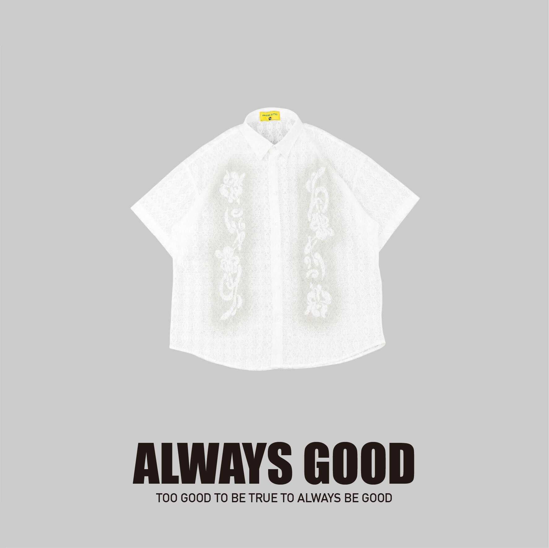 『Always_Good』噴繪 透膚 蕾絲 短袖 襯衫