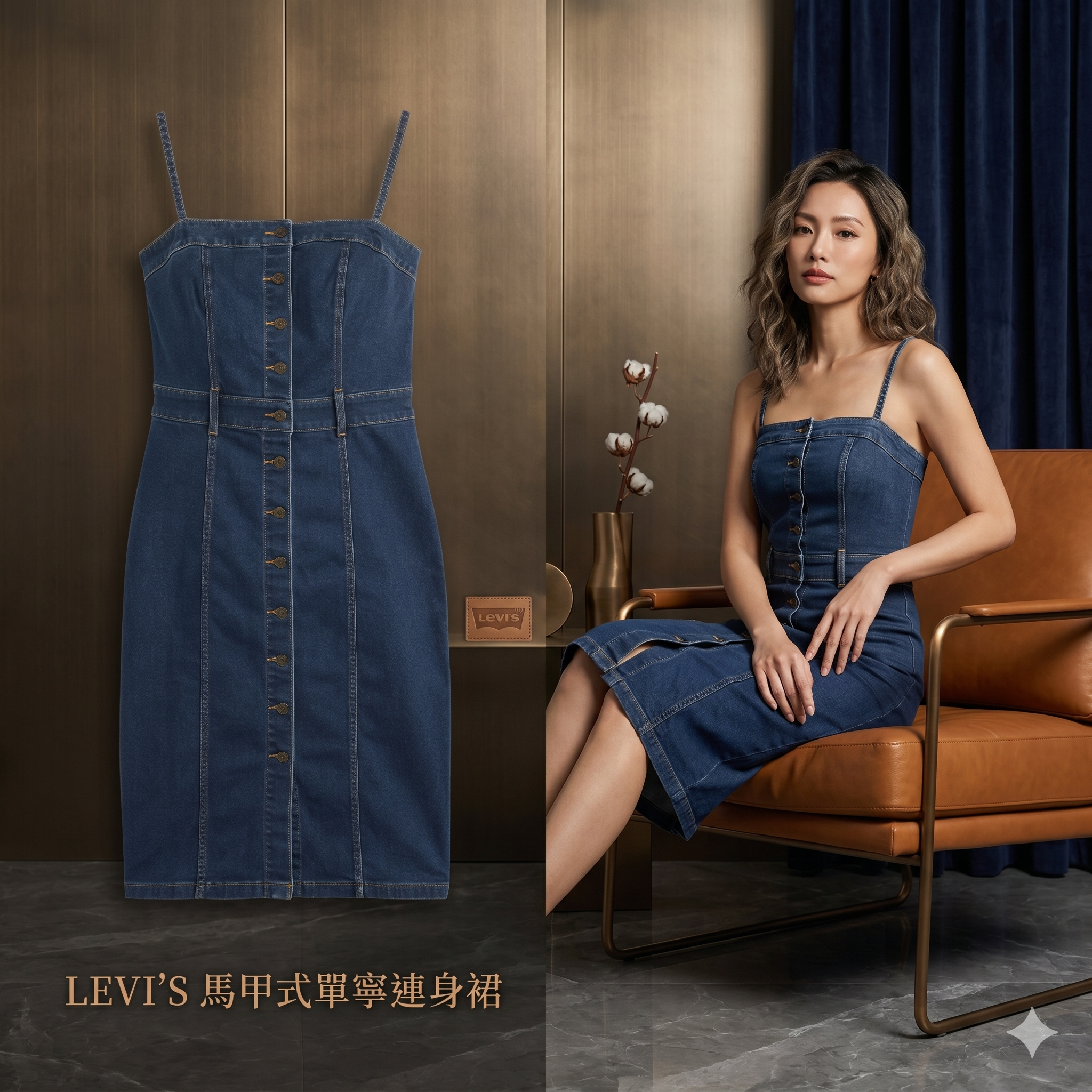 【預購】 H041781 LEVI'S 馬甲式單寧連身裙