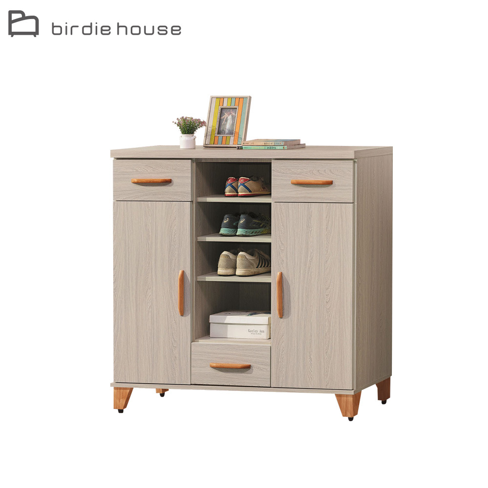 柏蒂家居-樂里4尺二門三抽中開放式收納鞋櫃