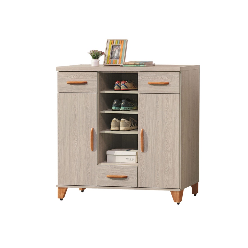 柏蒂家居-樂里4尺二門三抽中開放式收納鞋櫃