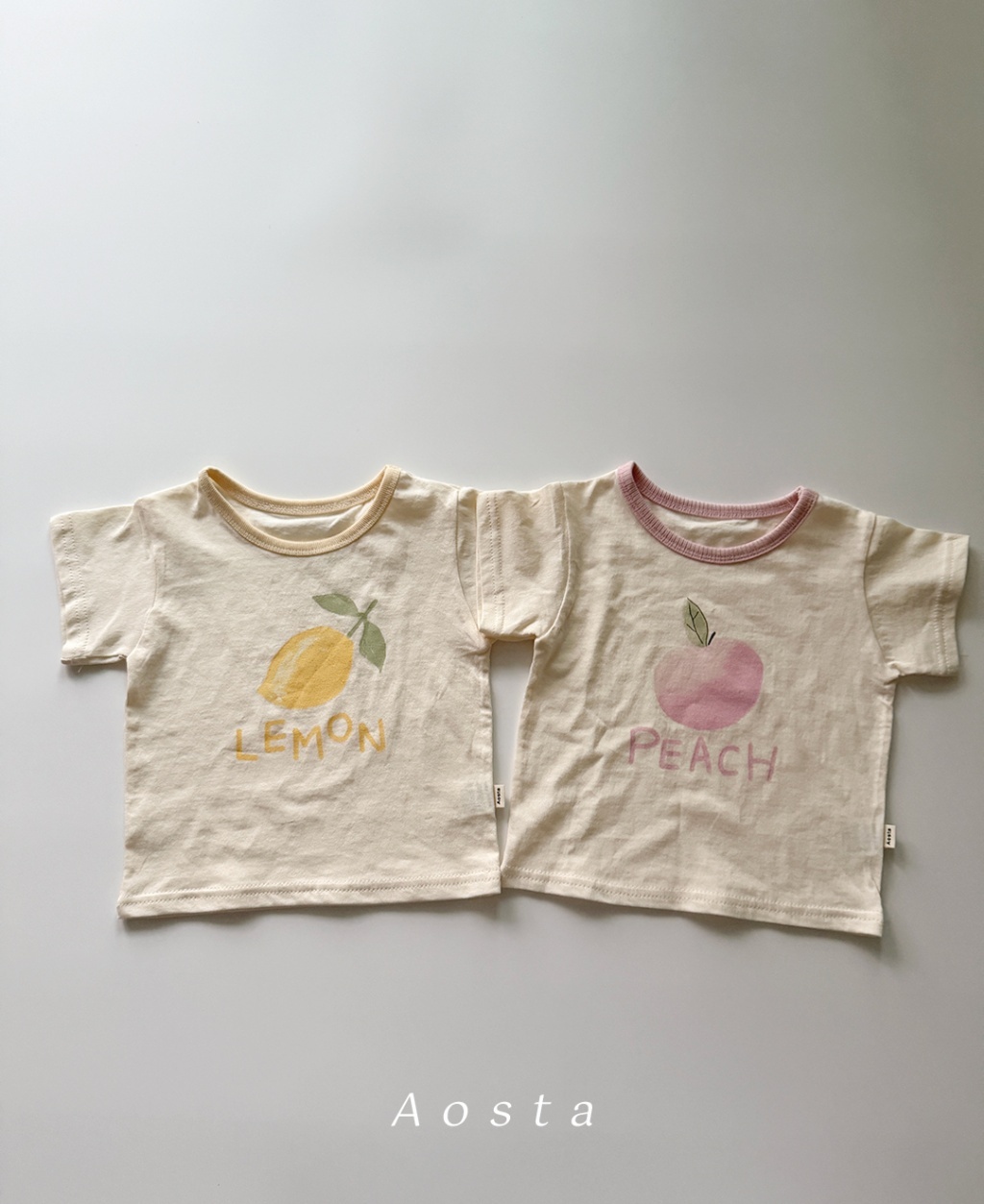 韓國🇰🇷Aosta 檸檬水蜜桃滾邊Ｔ恤(S-XXL)