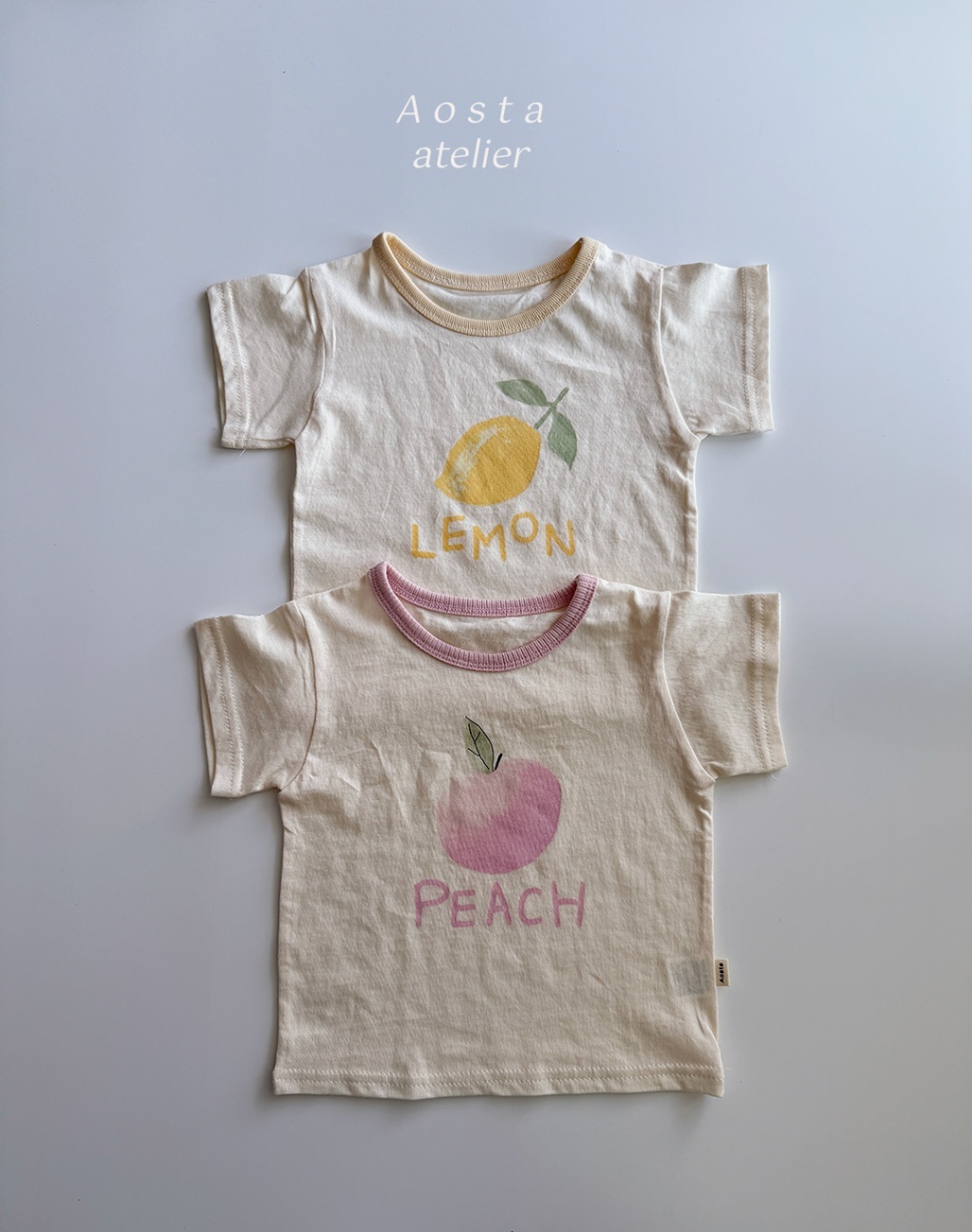 韓國🇰🇷Aosta 檸檬水蜜桃滾邊Ｔ恤(S-XXL)
