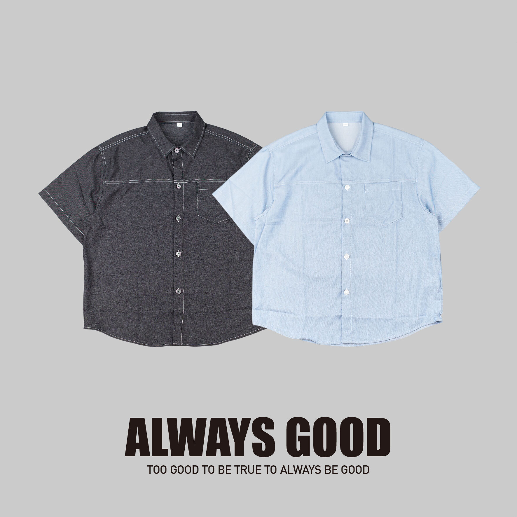 『Always_Good』明線 輕薄 短袖 襯衫