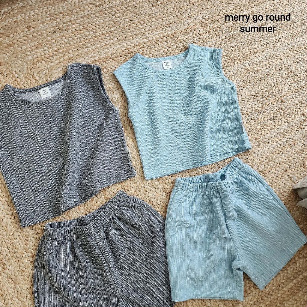 正韓夏Merry-go-round 兩色直紋背心套裝
