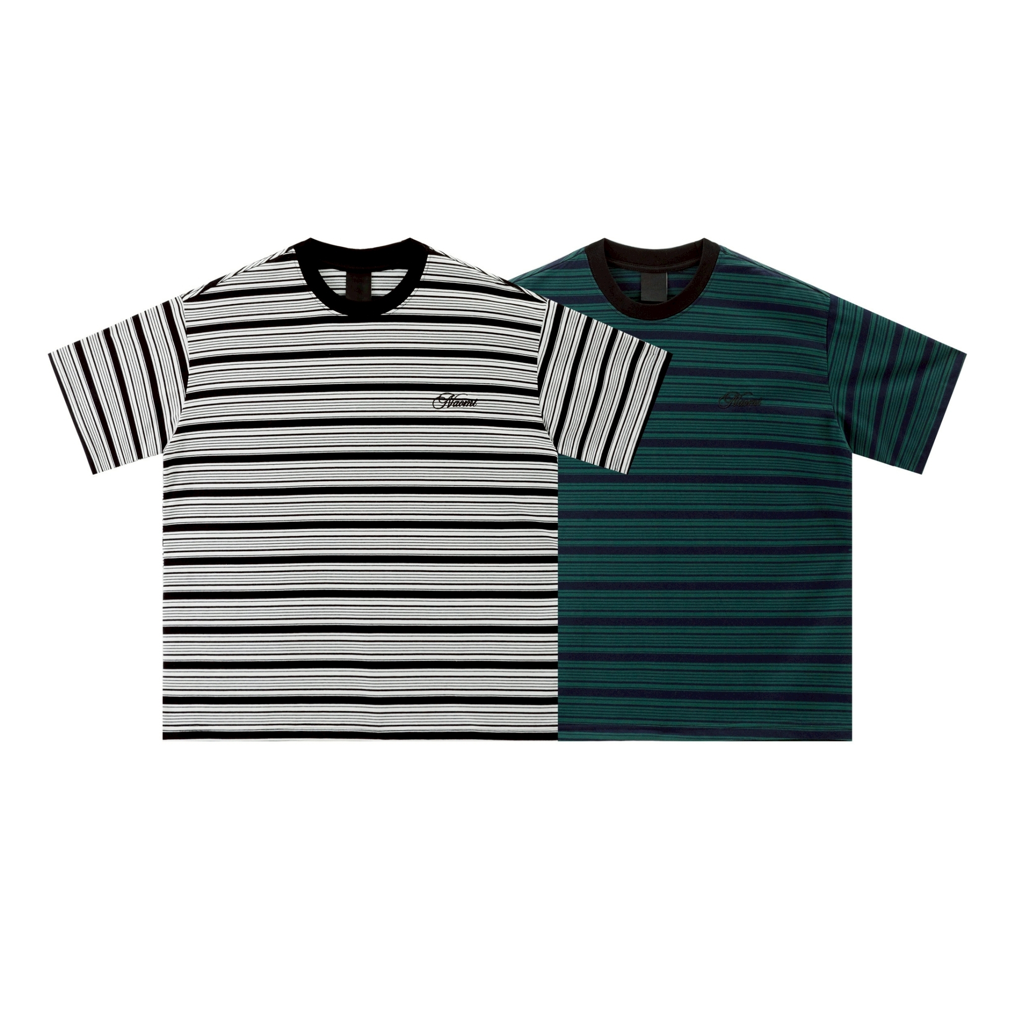 SBG刺繡條紋寬鬆短T  V0015