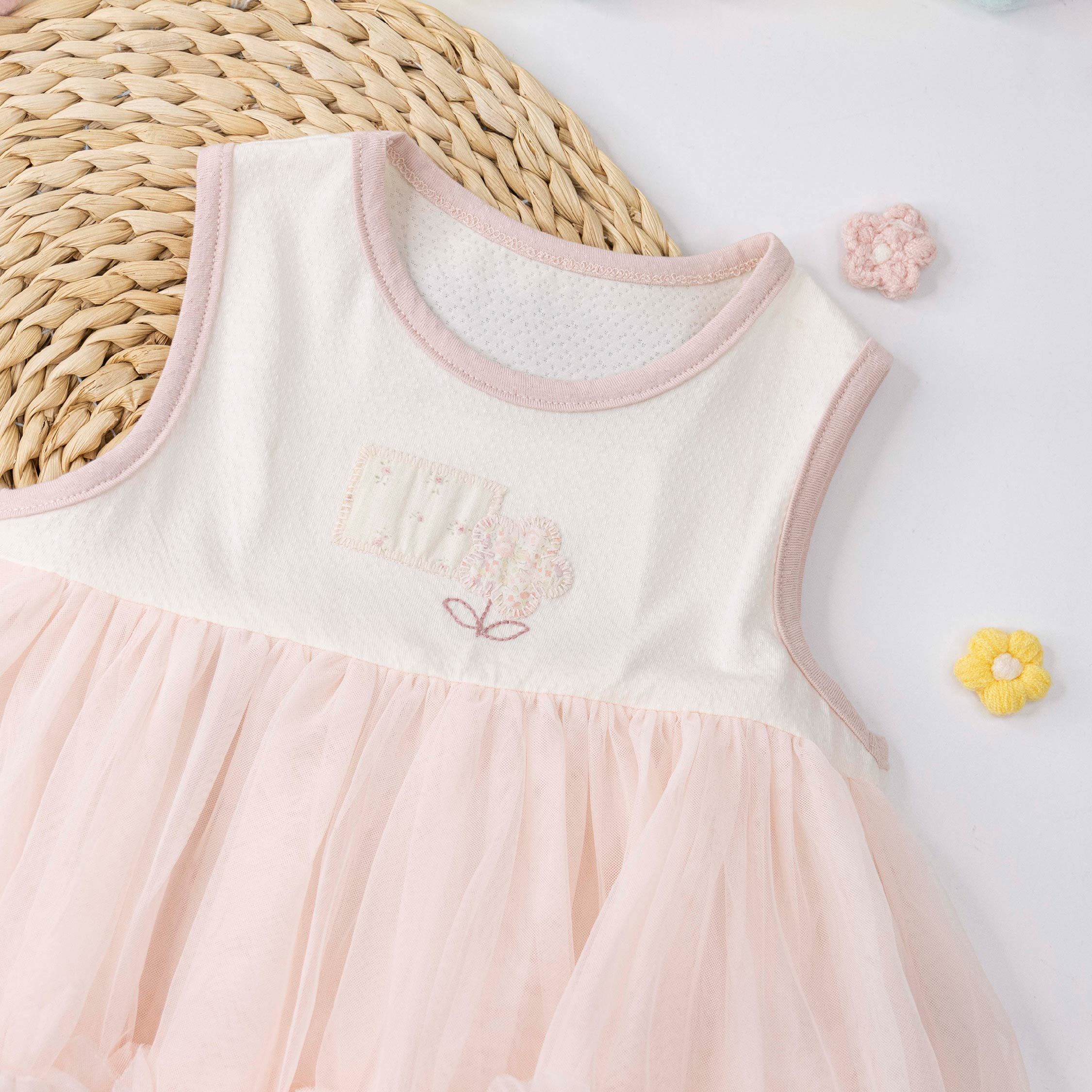 甜甜花朵網紗拼接包屁衣 (JG6010)