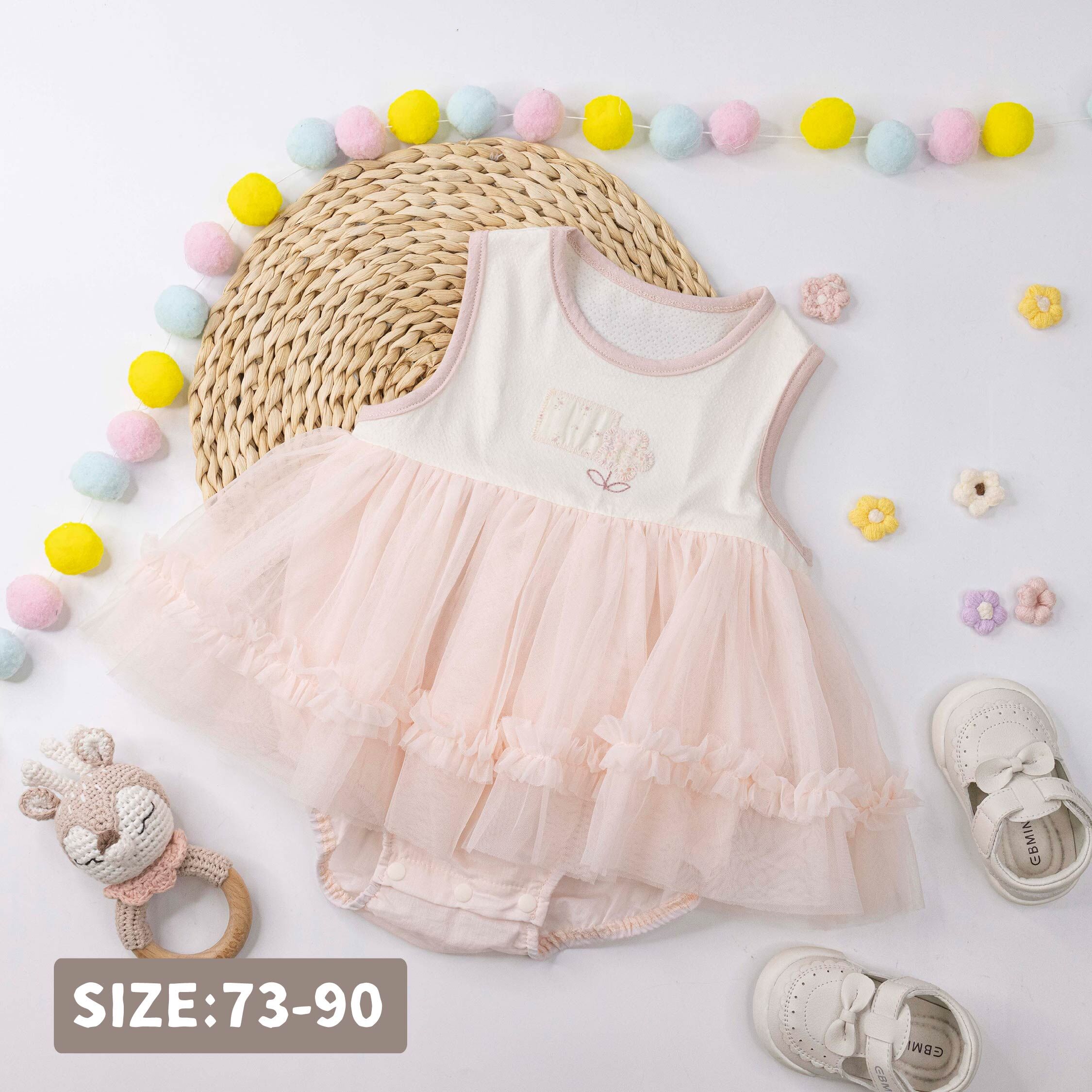 甜甜花朵網紗拼接包屁衣 (JG6010)