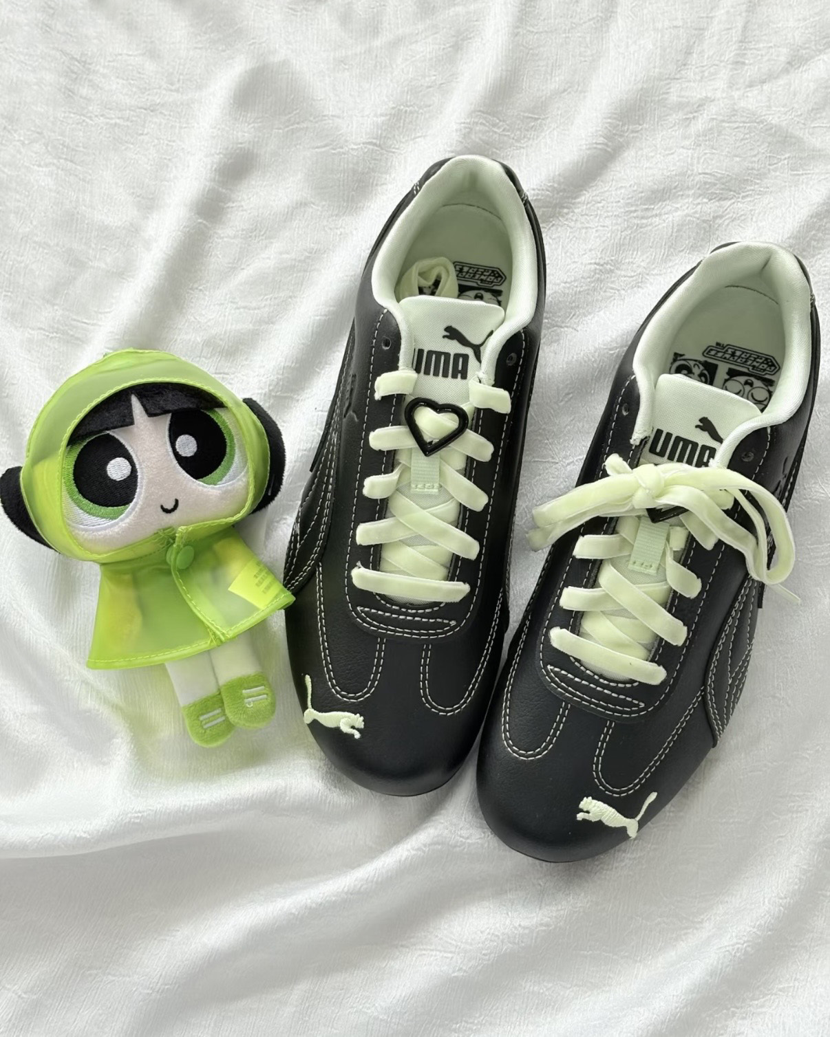 POWERPUFF GIRLS X PUMA SPEEDCAT 飛天小女警 黑綠 外縫線 撞色 賽車鞋 復古 男女鞋 408101-01 / 預購