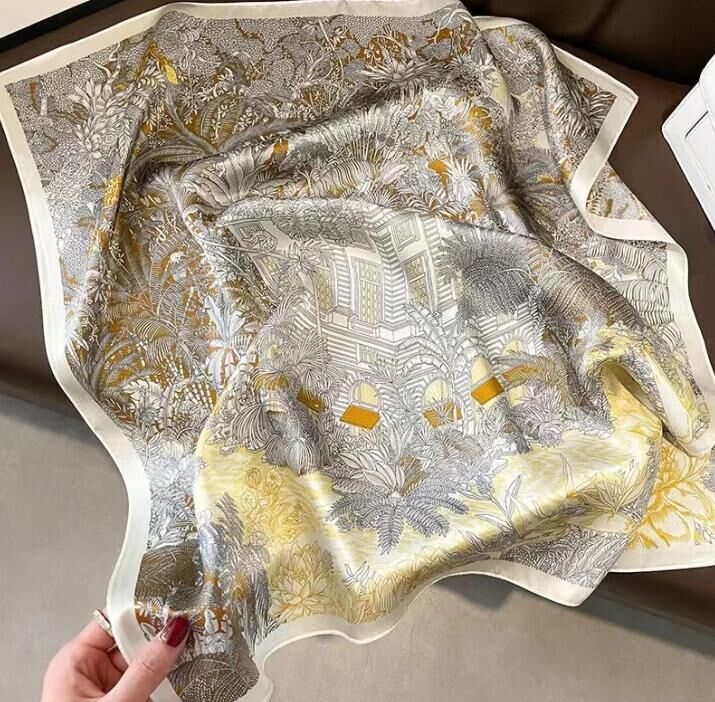 (Z)「錢皇」100%桑蠶絲小方巾53*53cm- 錢皇 #2204QW