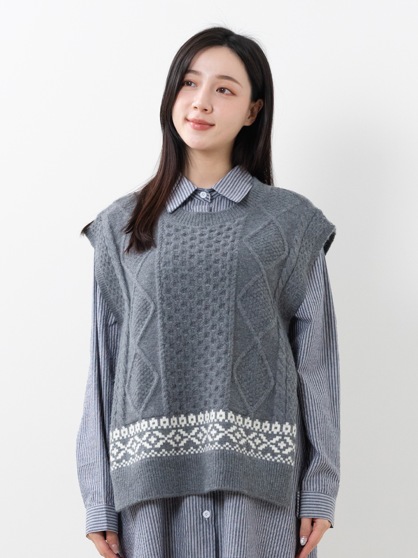 麻花側綁帶針織背心