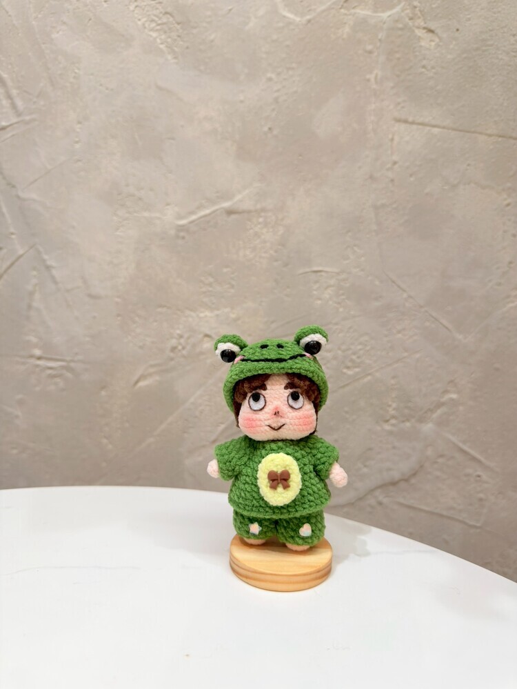 預購010-綠色青蛙變裝小小醜娃『約9cm』((配飾隨機))『預購時間45-60天』