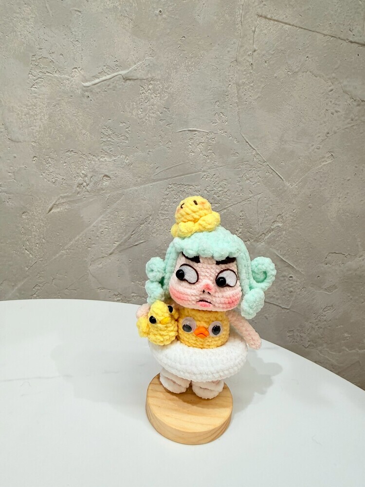 預購012-小雞游泳圈綠髮小小醜娃『約10.5cm』((配飾隨機))『預購時間45-60天』