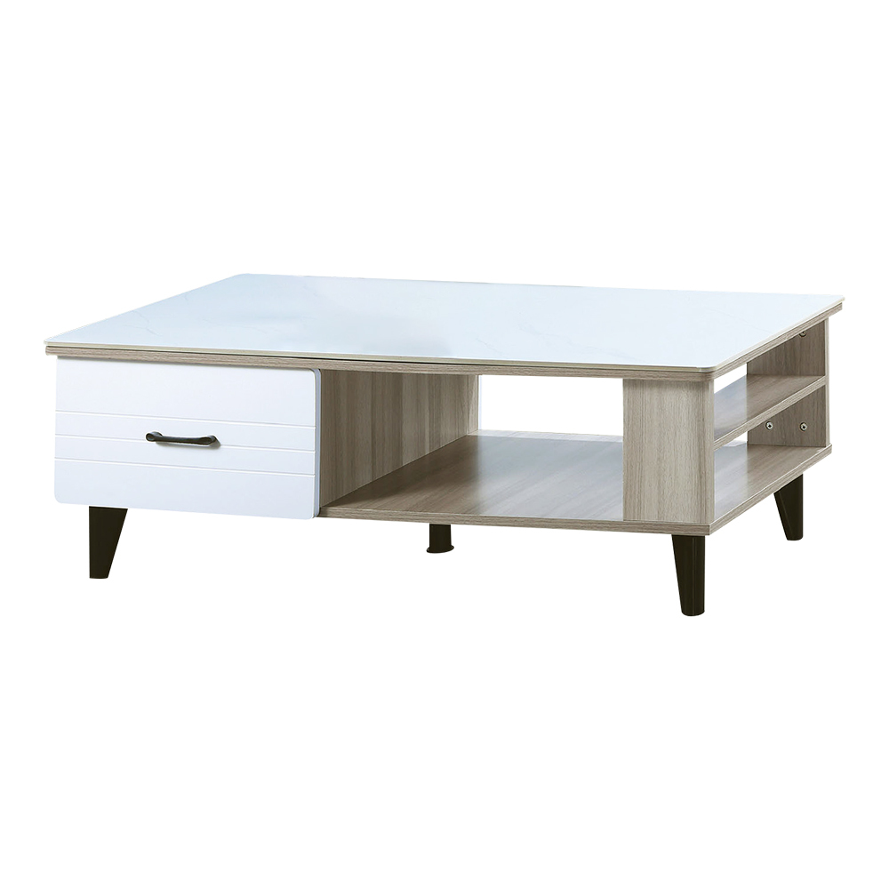 柏蒂家居-撒克遜4尺二抽開放式岩板大茶几