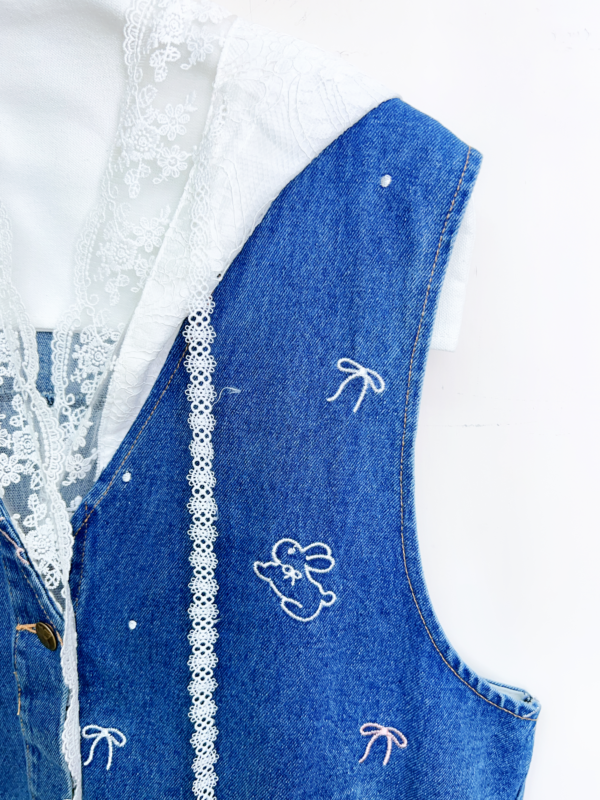 LACE刺綉牛仔背心外套（胸44 腰44 長23吋）37005#2304clo