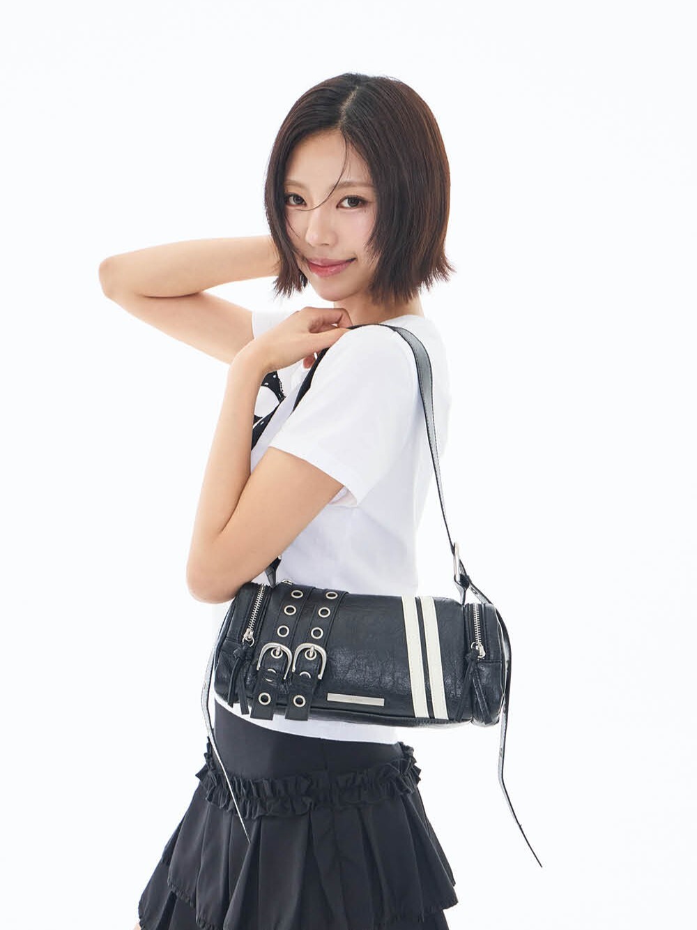 （預購）金高恩推薦款!! ILLIGO 金屬扣皮革圓筒包