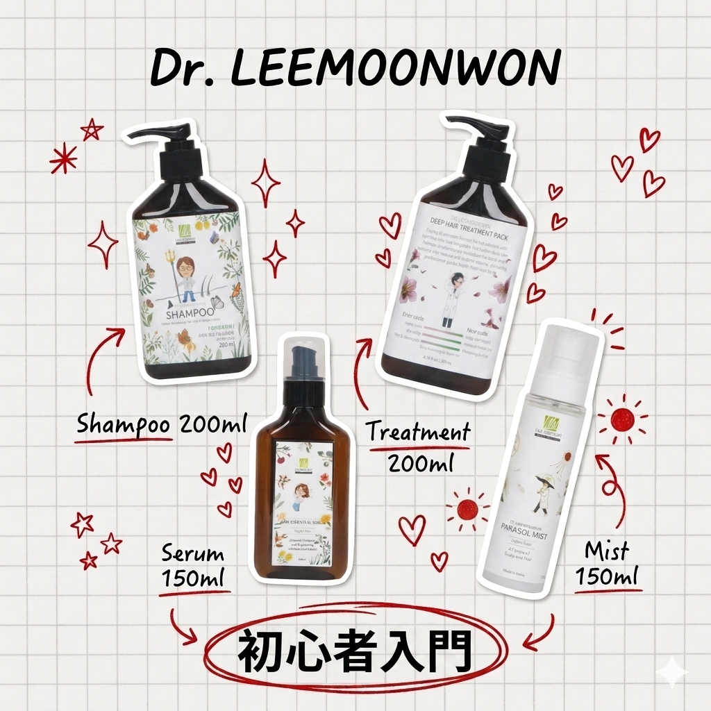 【初心者7折全系列】 200ml漢方洗頭水 + 200ml 護髮素 + 修護精華 150ml + 防護噴霧 150ml