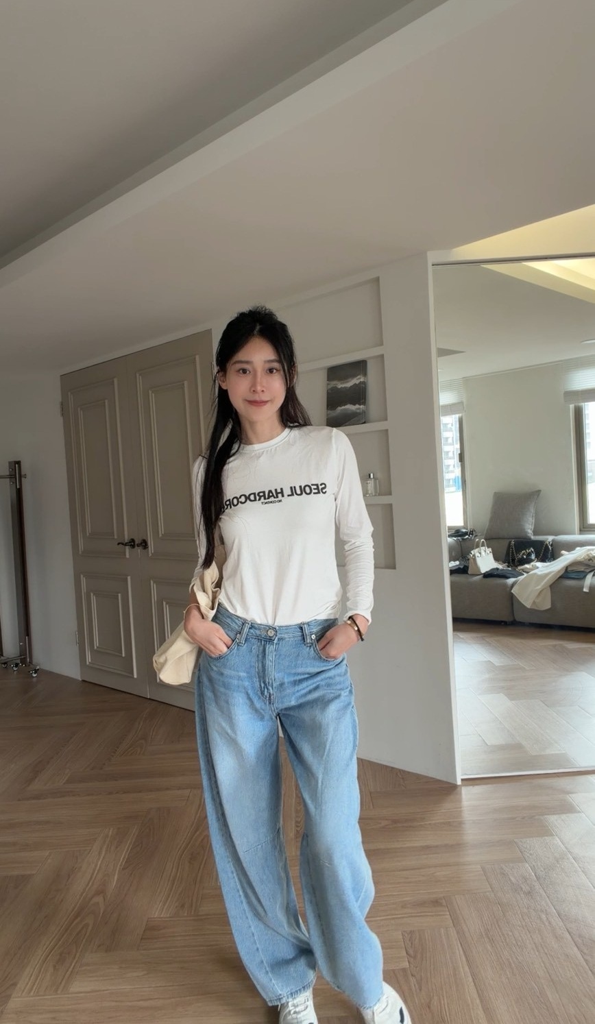 ｜韓國｜慵懶寬直筒牛仔褲