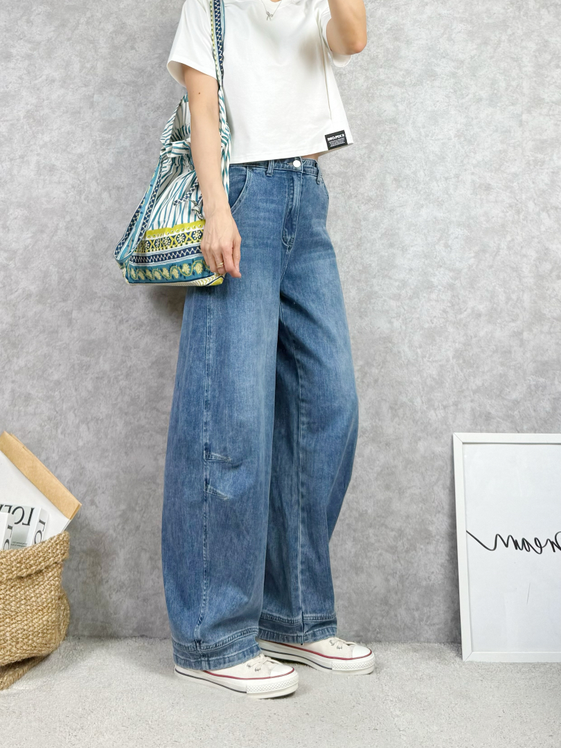 細節顯瘦＋舒服好穿★彈力牛仔棉彎刀褲