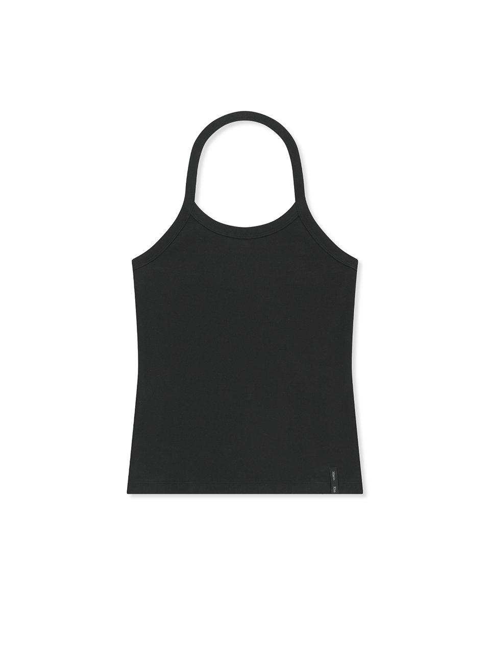標籤細節掛脖背心 黑色