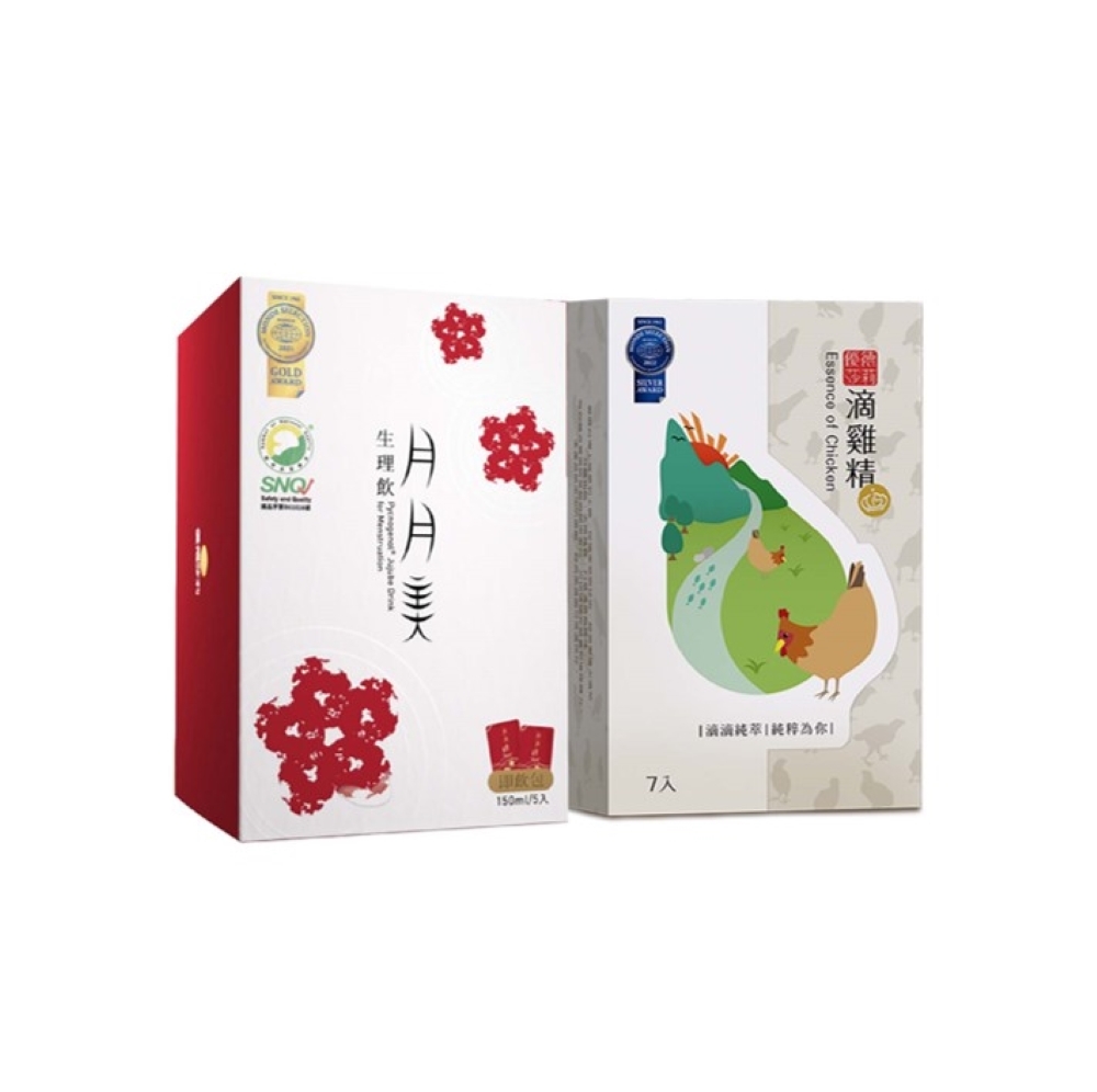 【優德莎莉】暖宮組｜月月美(5包/盒) + 滴雞精(7包/盒)