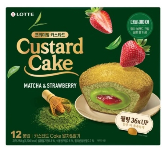 (預購商品) 韓國 樂天 LOTTE 抹茶草莓風味卡士達蛋糕 288g