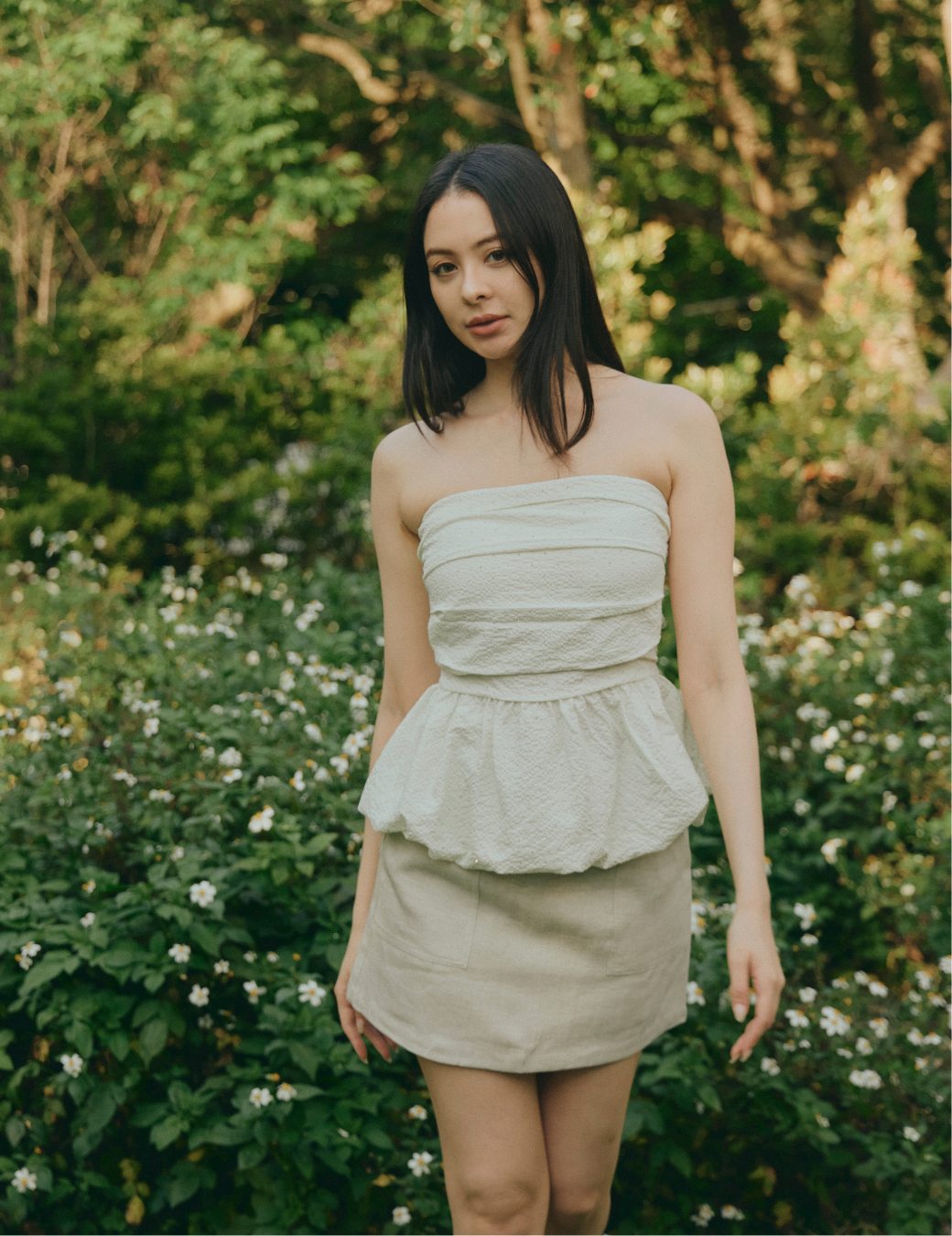 澎澎打褶小鑽平口Bra Top（3尺寸）