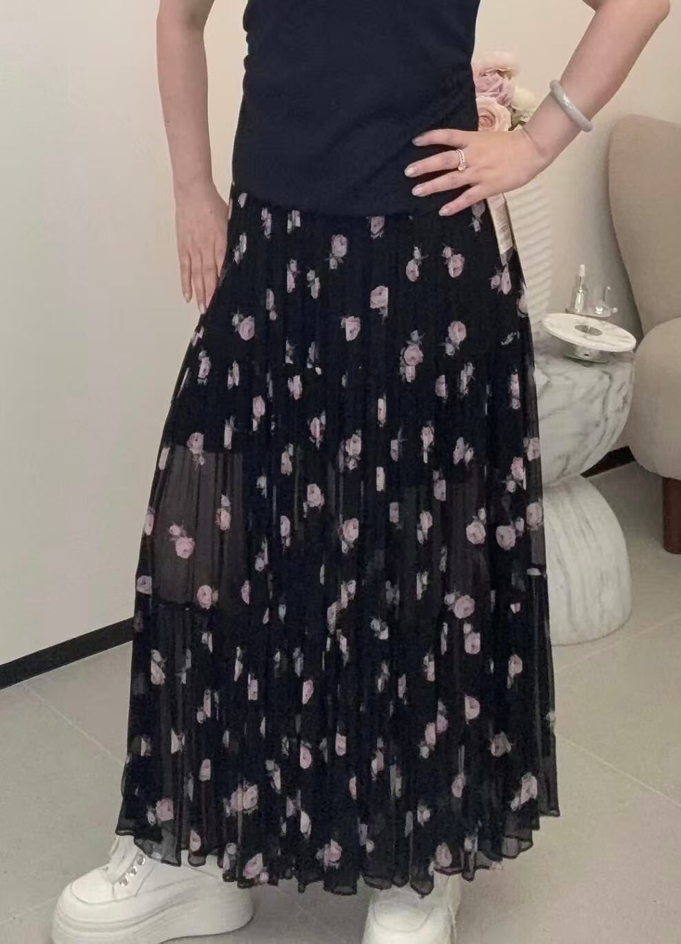 YH002 Z021 長裙 黑底花