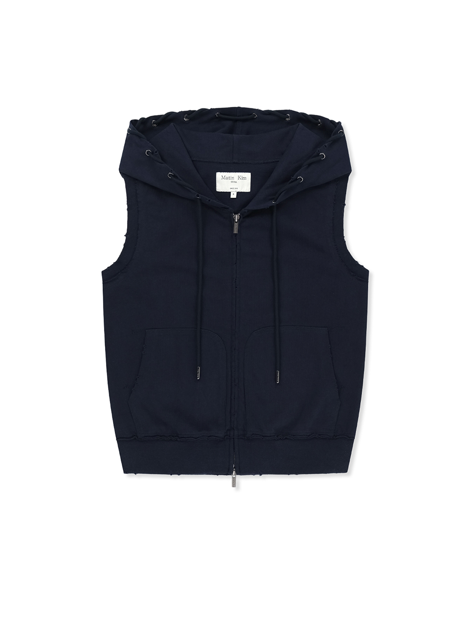 連帽LOGO針織背心 海軍藍