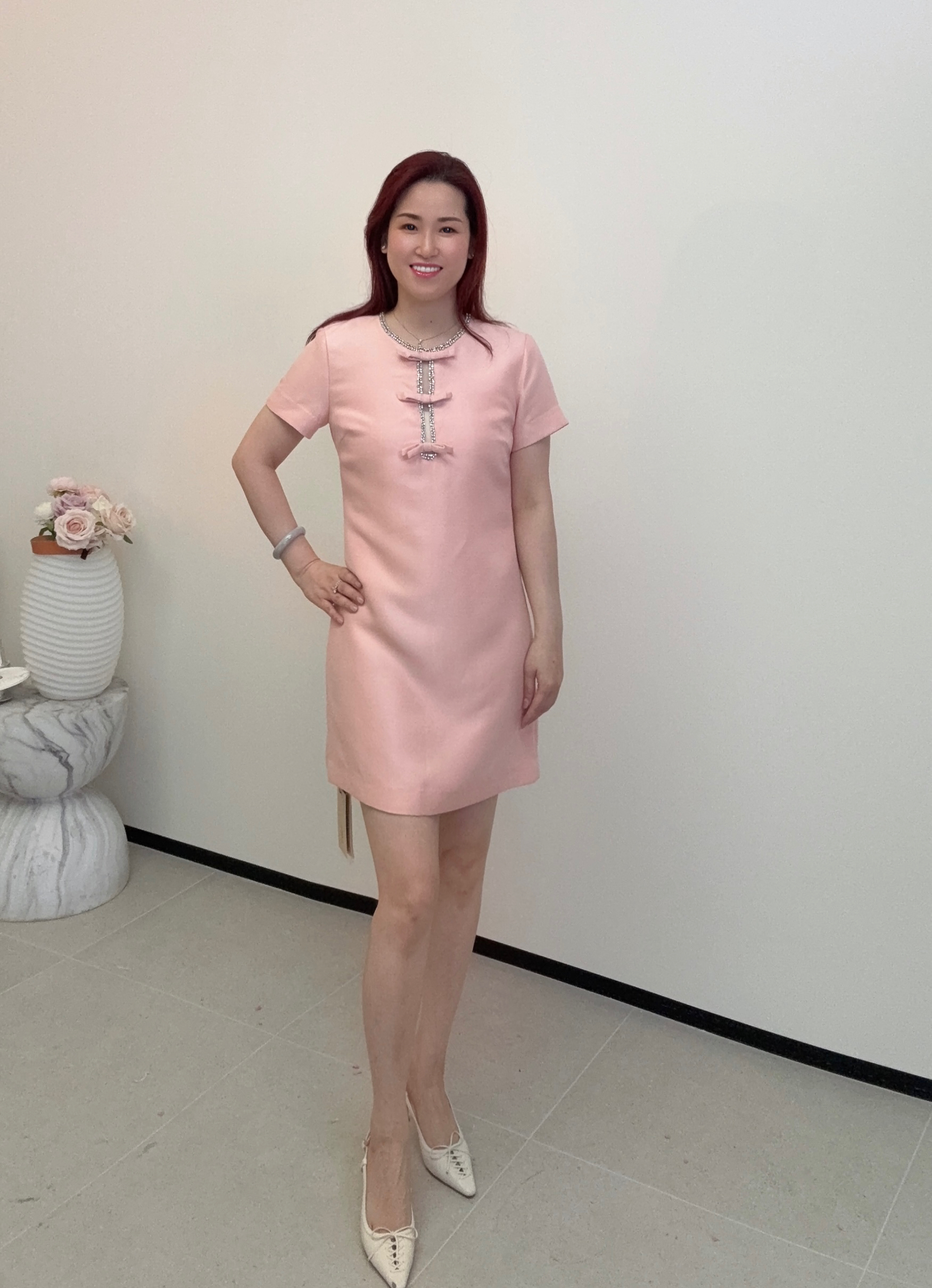 YH013 Z087 短袖連衣裙 粉色