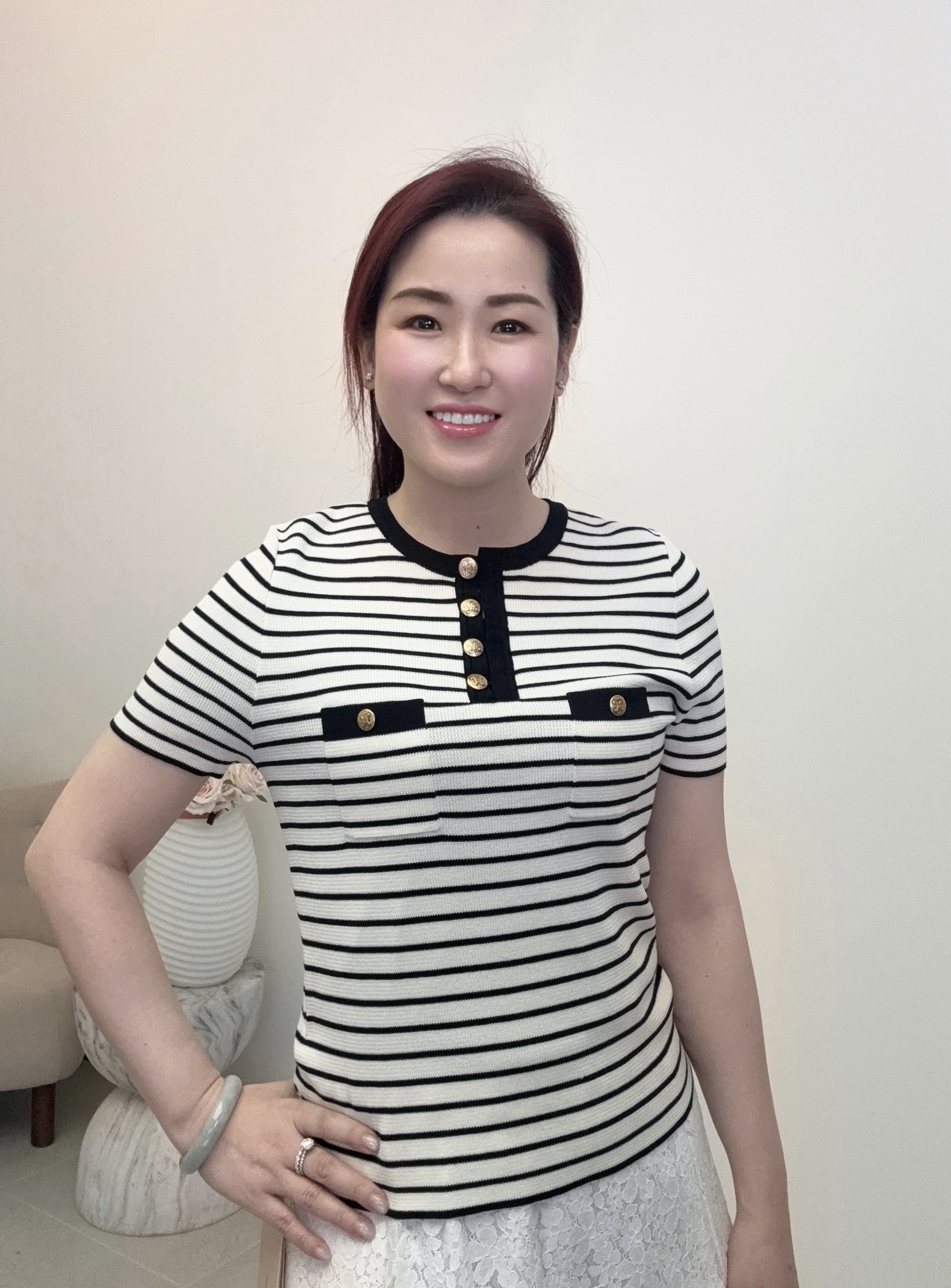 YH016 Z128 針織短上衣 黑白條