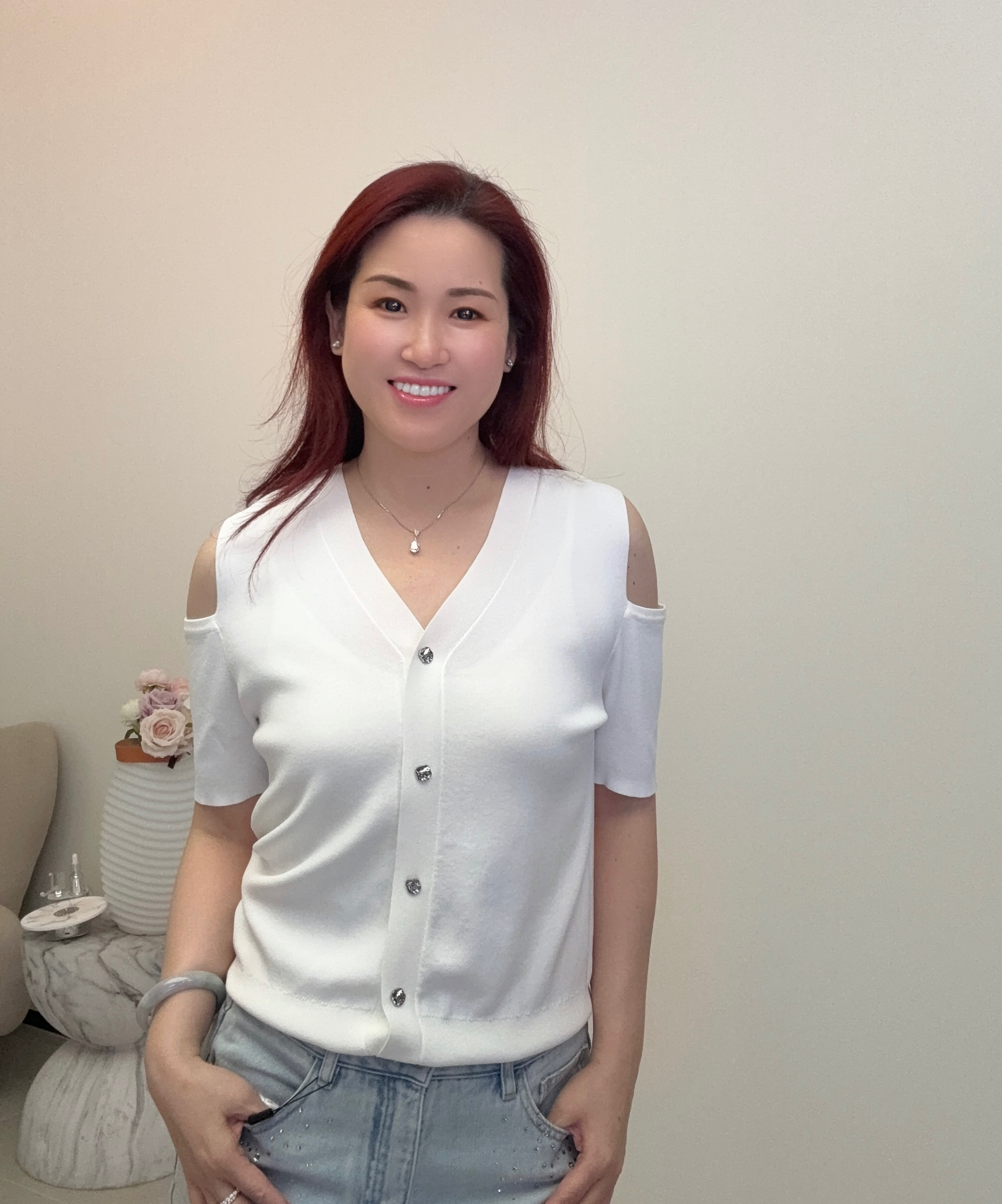 YH017 Z129 針織短上衣 月光白