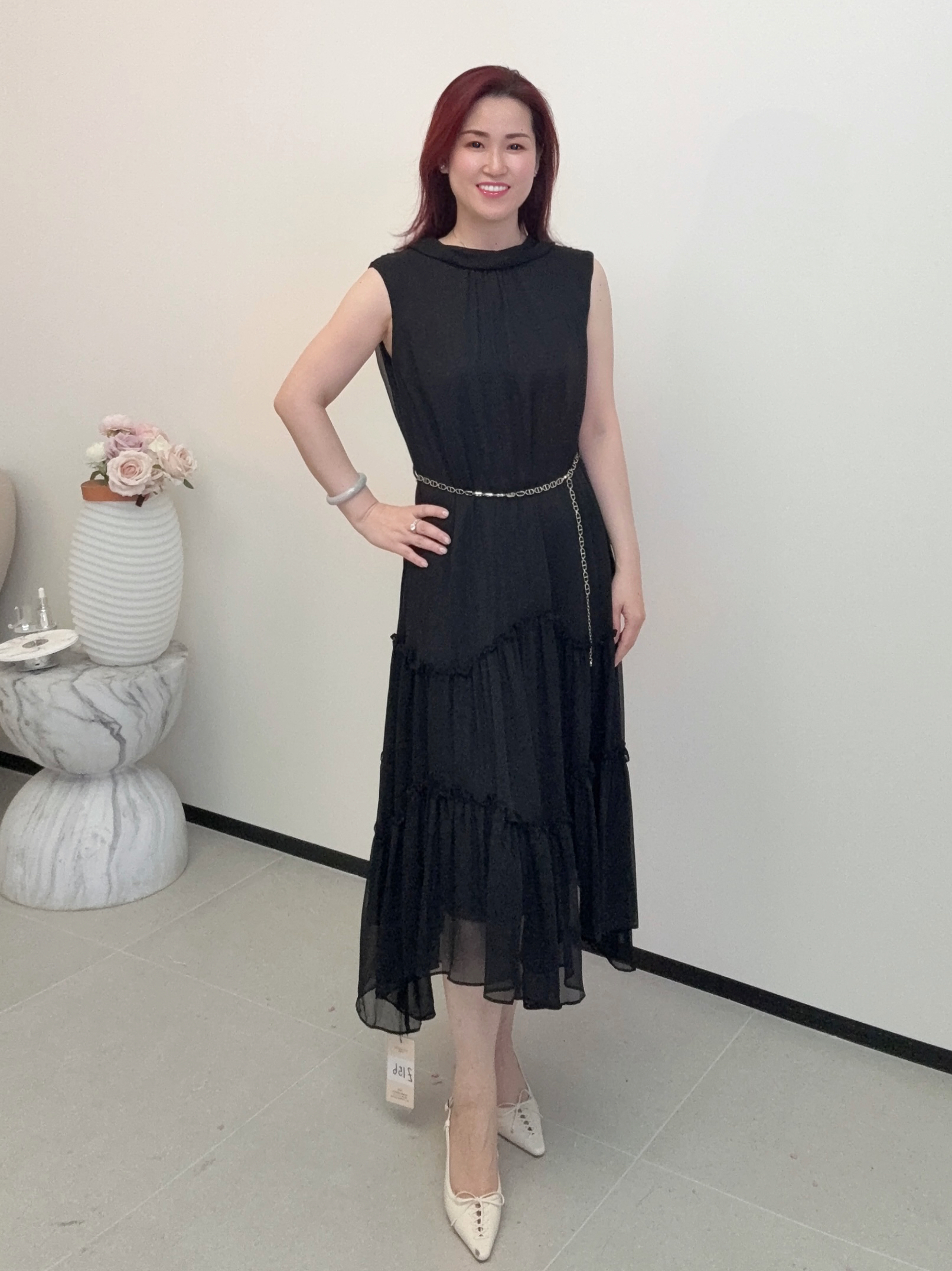YH024 Z156 背心連衣裙（腰鏈） 黑色
