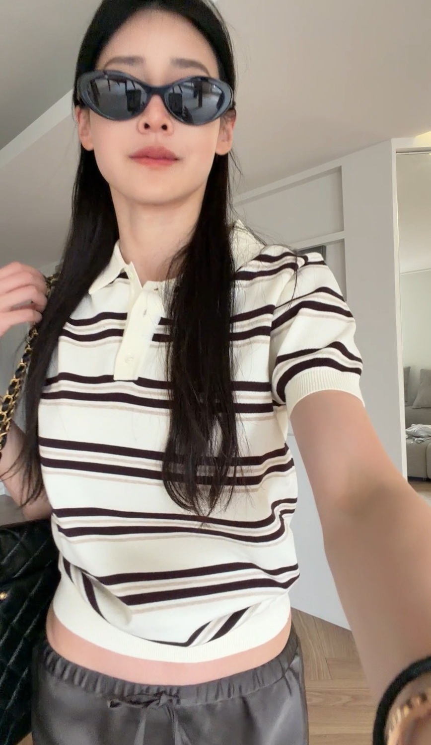 ｜韓國｜撞色條紋短袖上衣