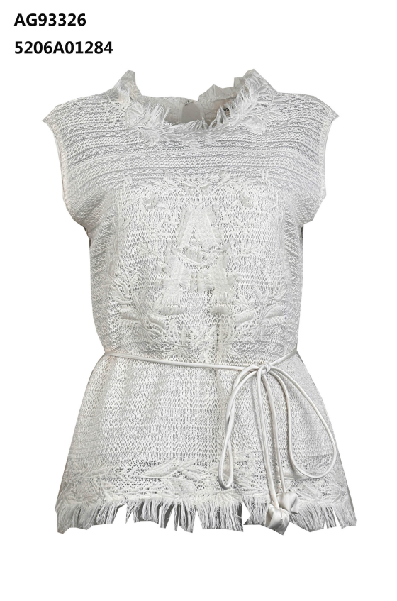 YH031 Z195 短款小衫（含腰繩）奶白色