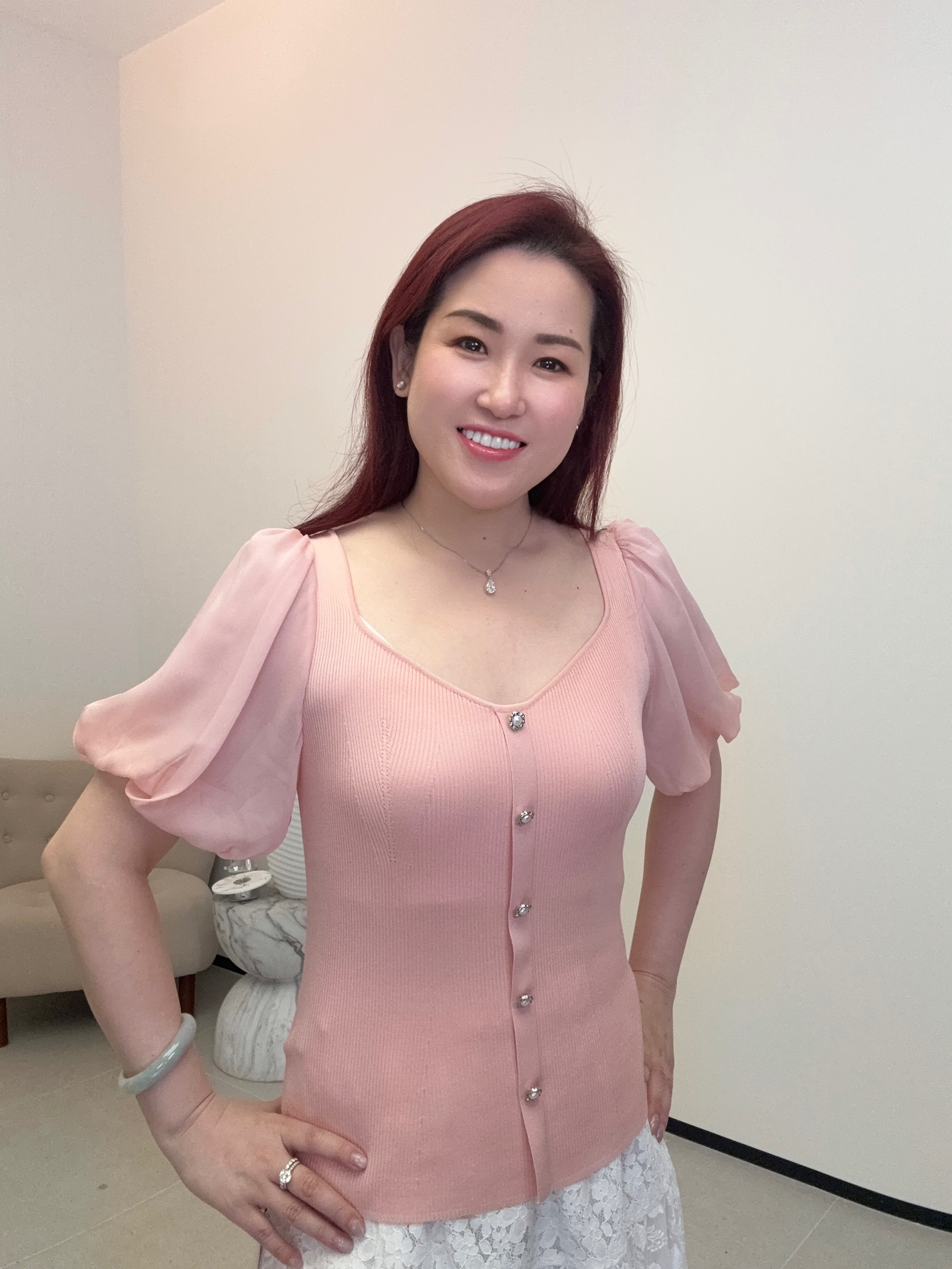 YH034 Z219 針織短上衣 粉色