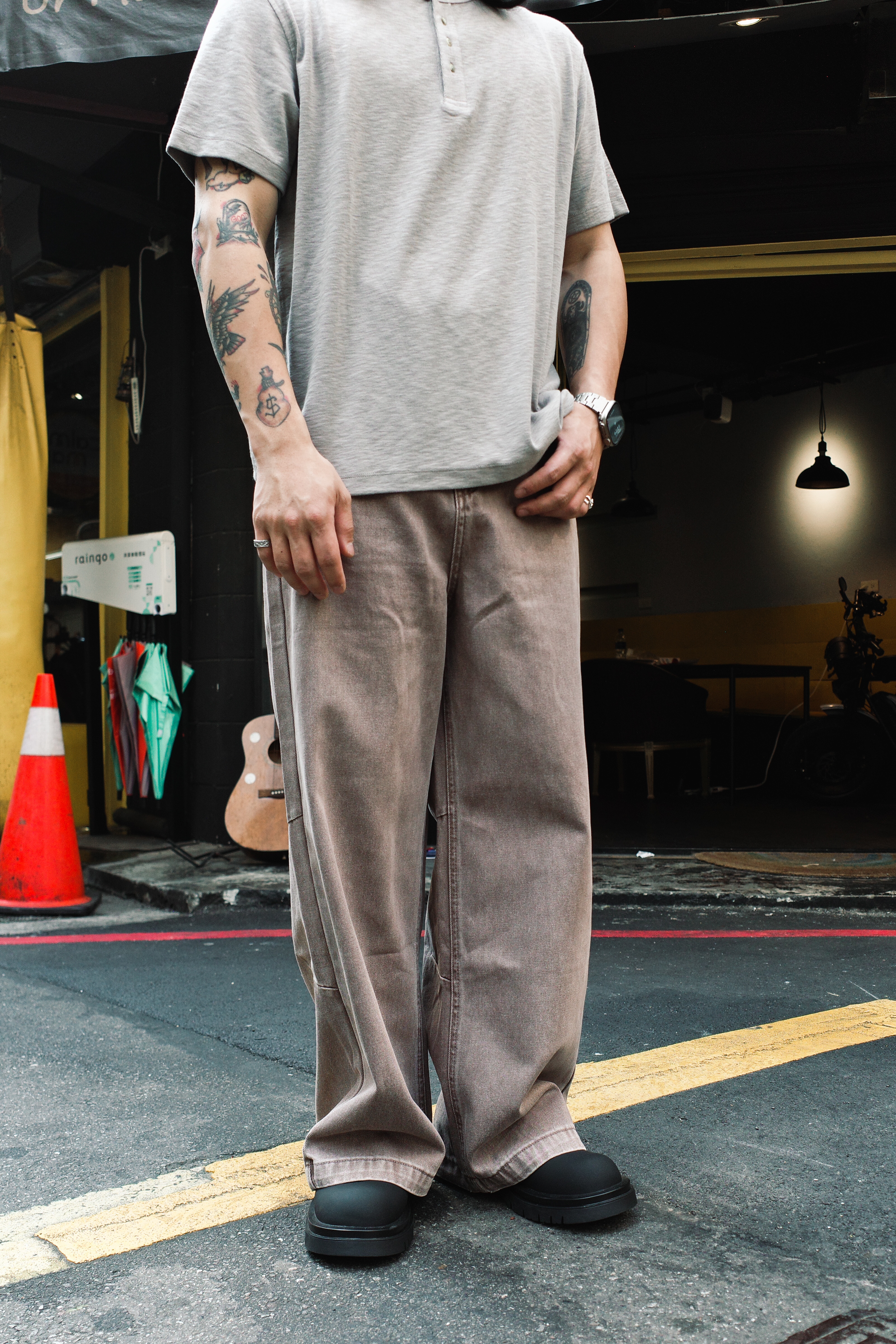 『Always_Good』鉚釘 復古 直筒 做舊 水洗 長褲