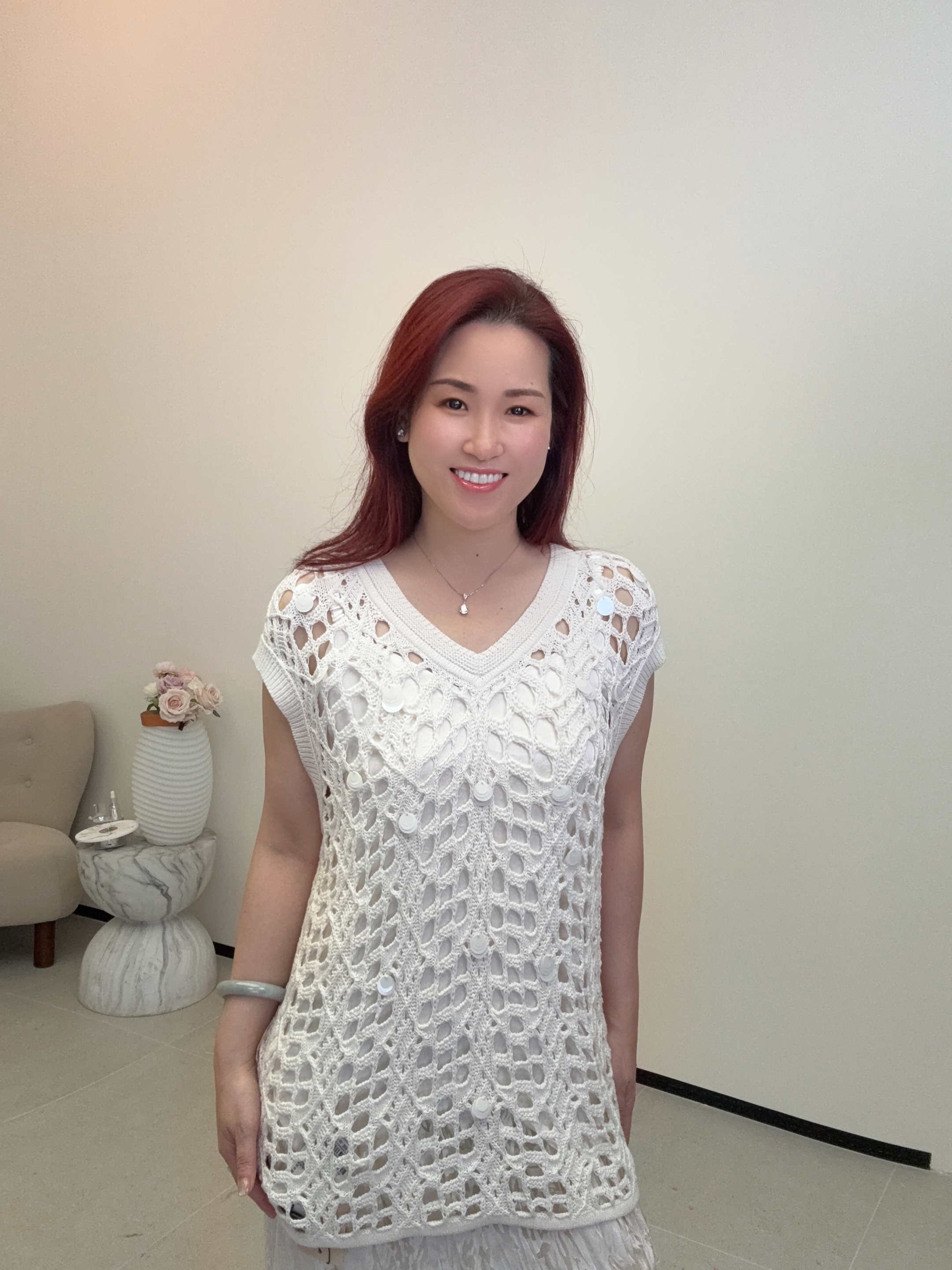 YH051 Z069 針織長上衣 奶白色