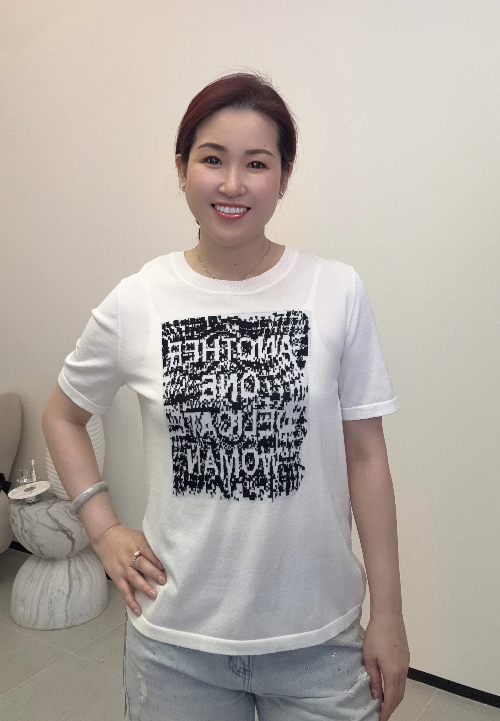 YH052 Z175 針織短上衣 月光白