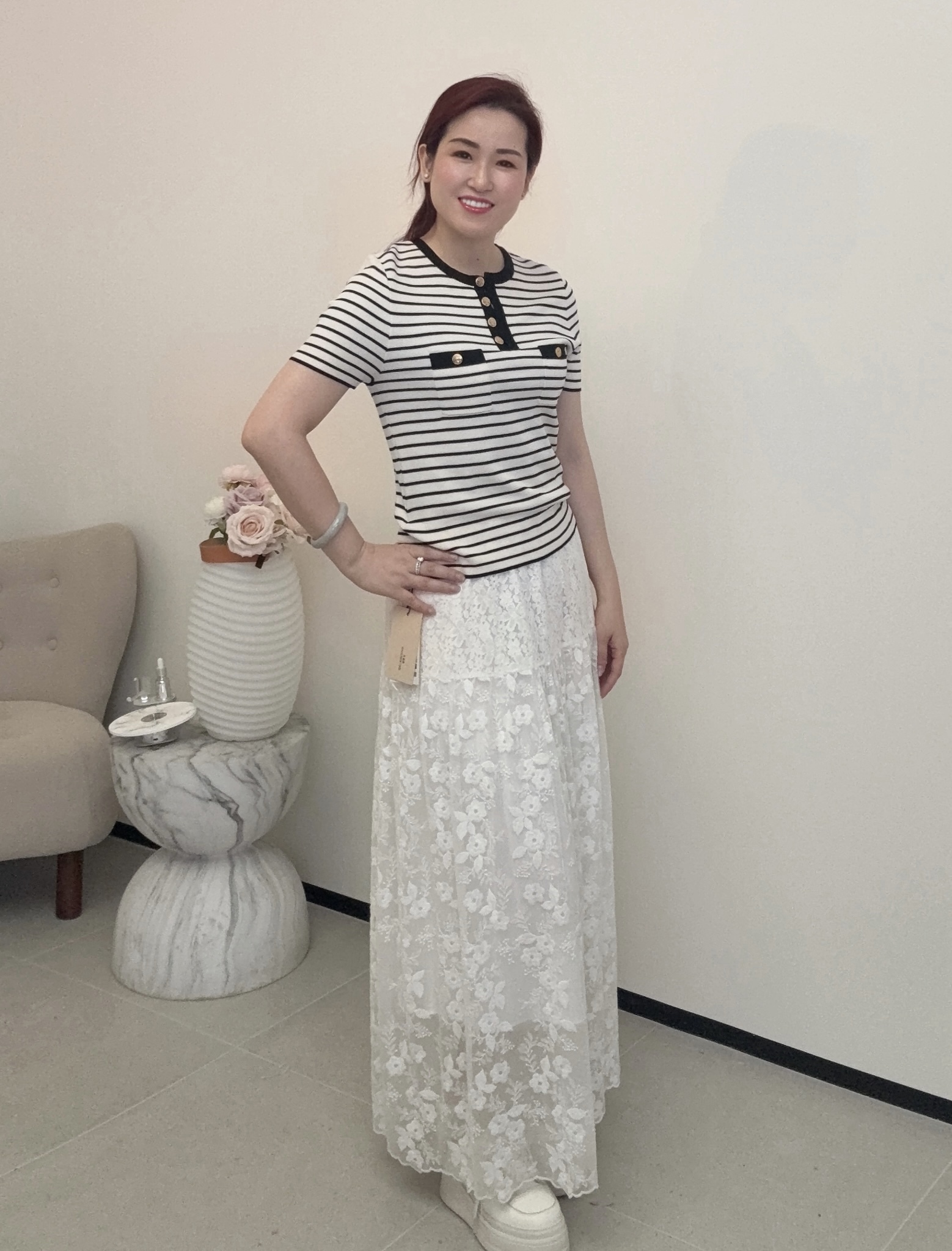 YH056 Z168 長裙 白色