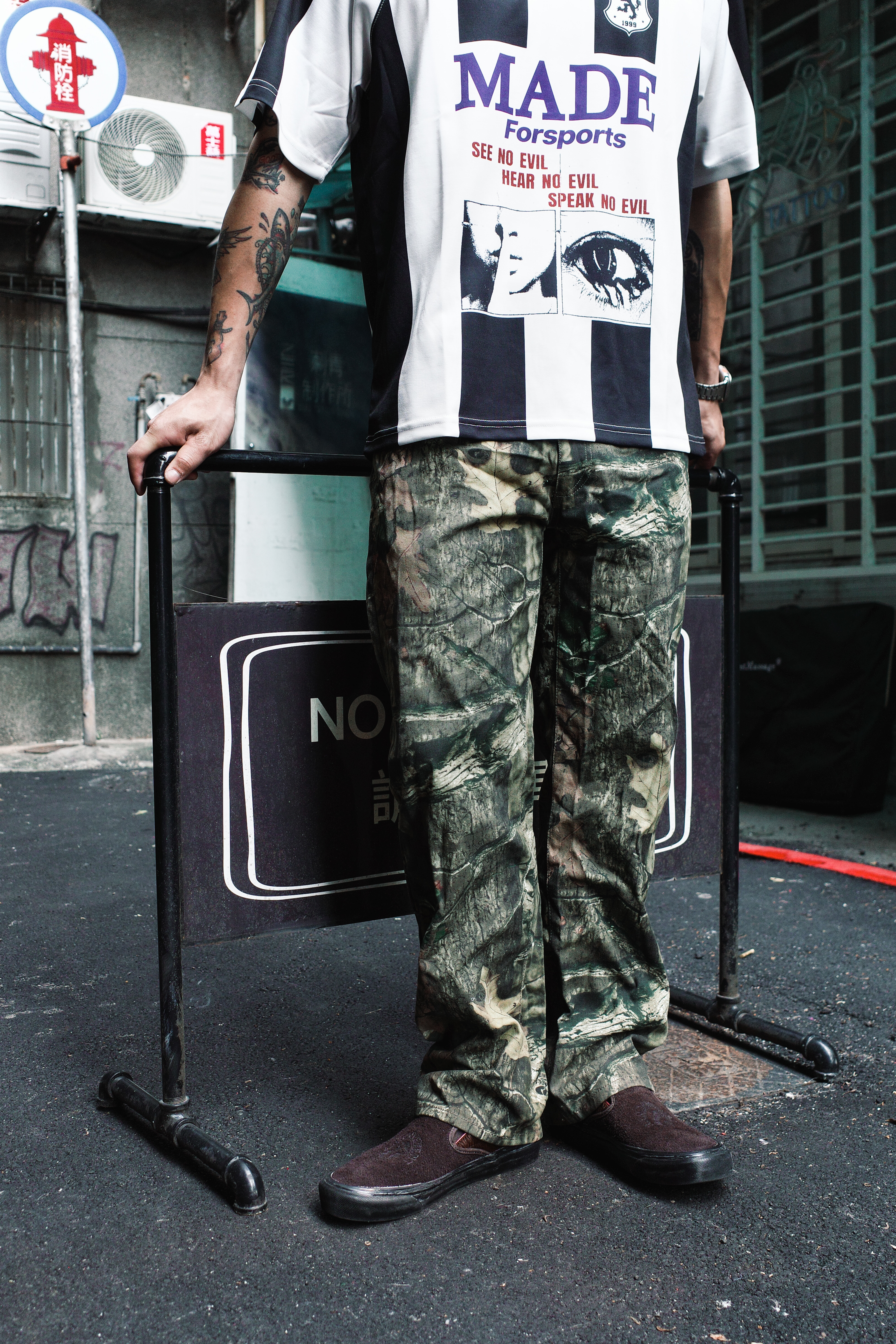 『Always_Good』枯葉迷彩 直筒 工裝 長褲