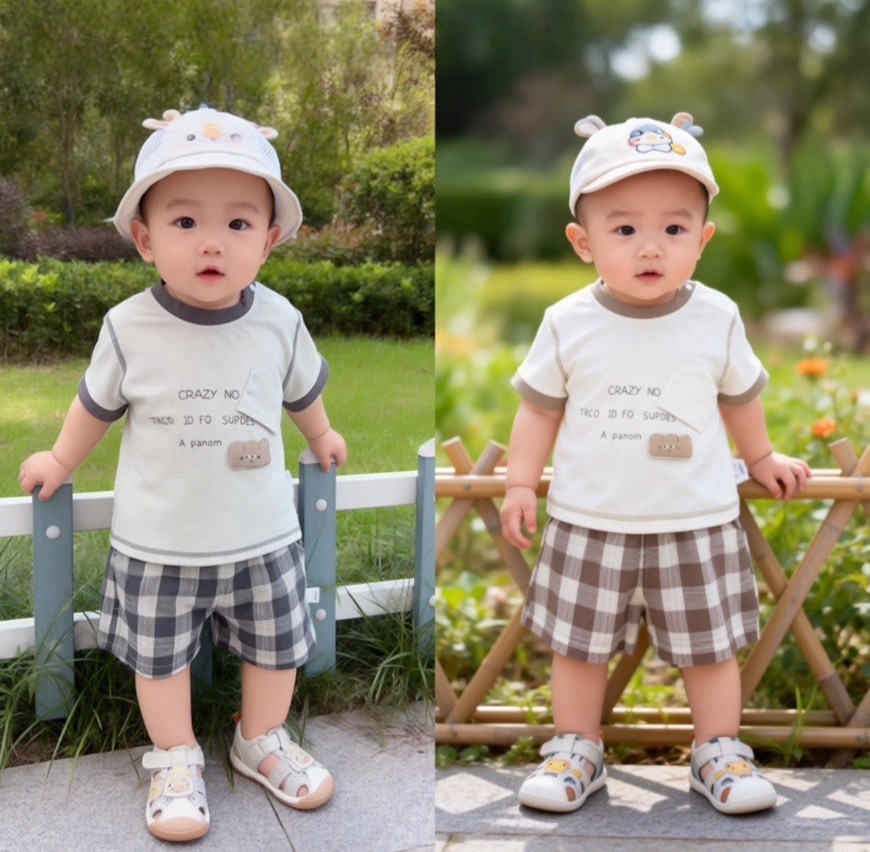 撞色圓領格紋褲套裝