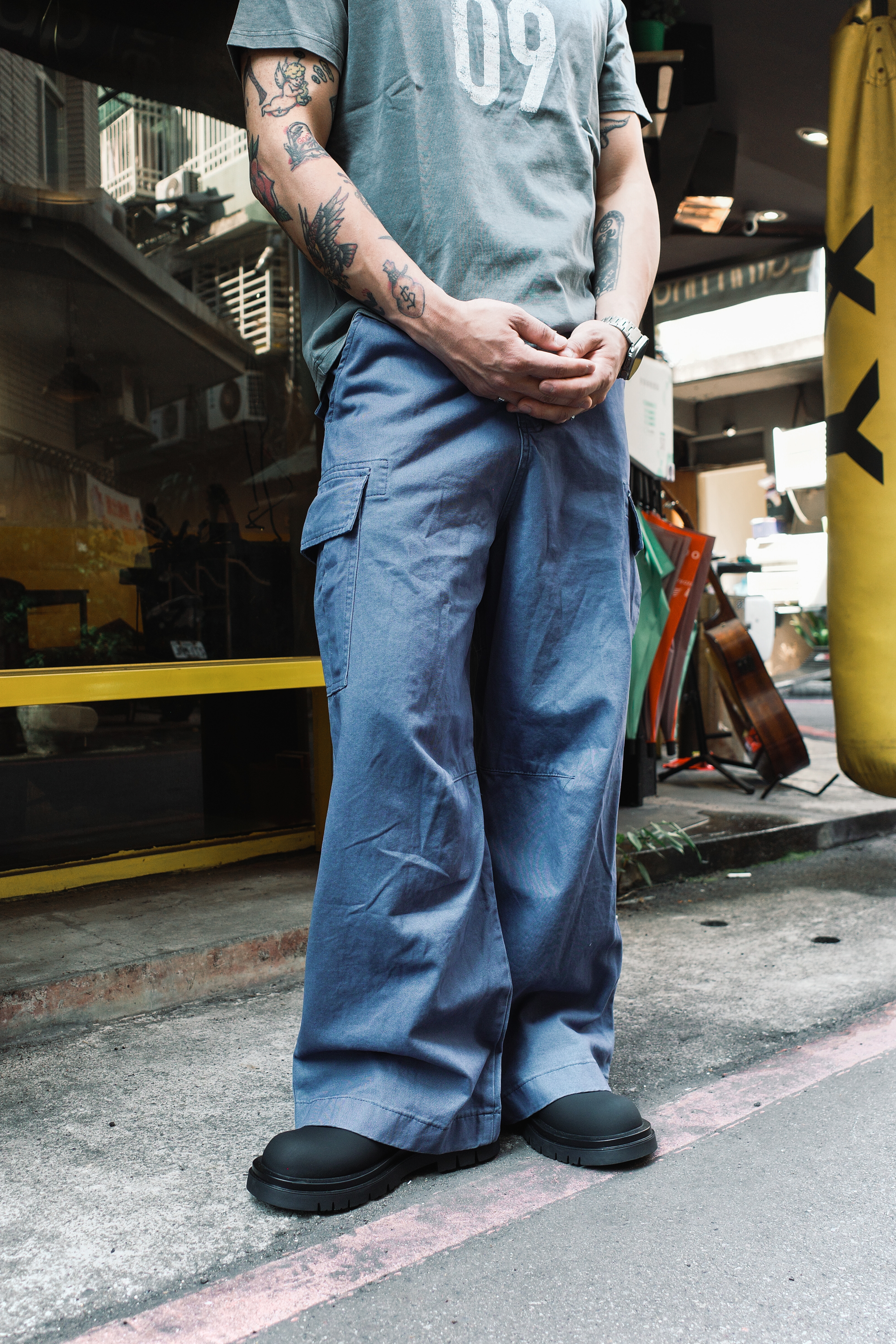 『Always_Good』做舊 法工藍 多口袋 工裝 長褲