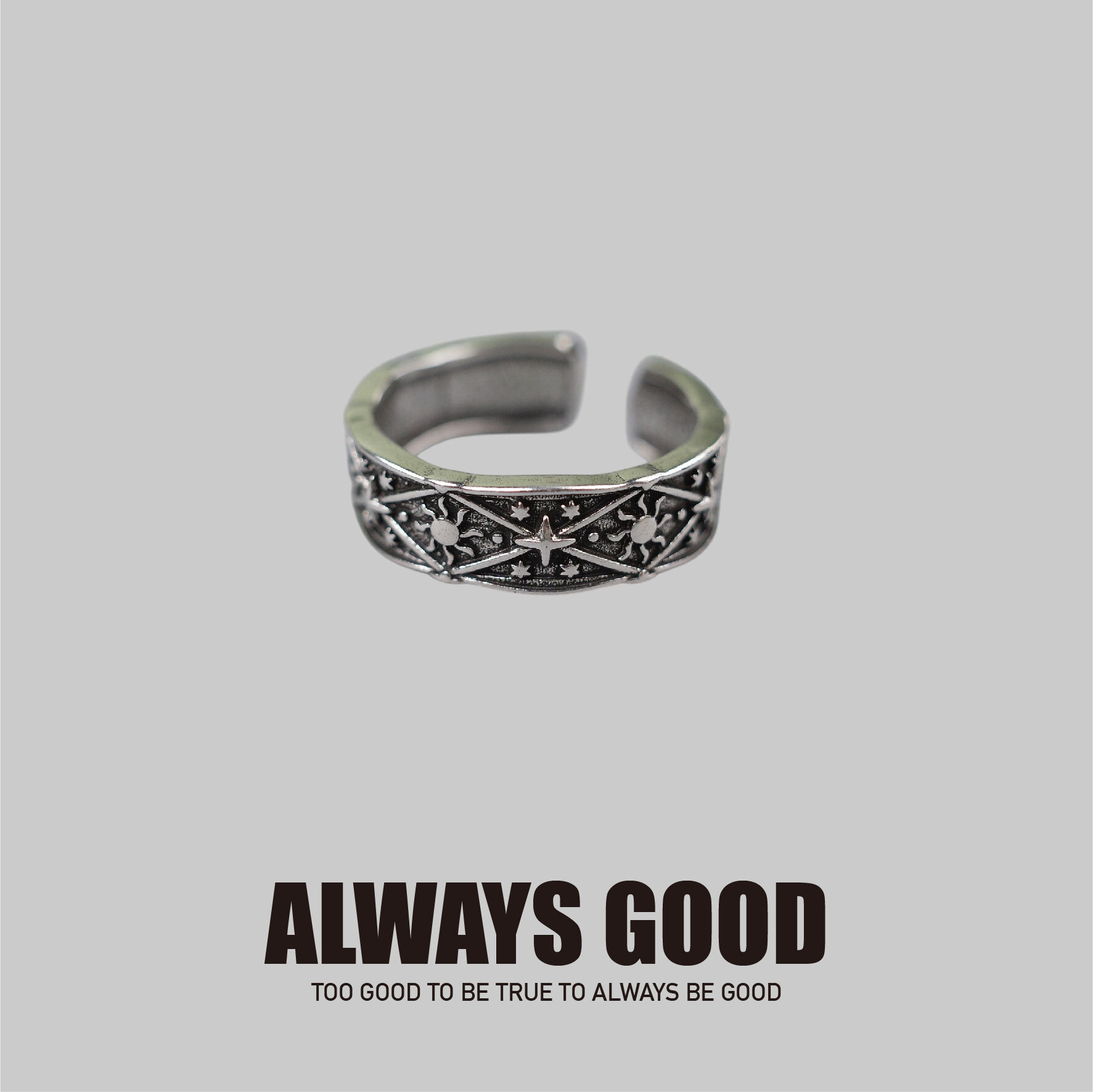 『Always_Good』星星太陽 銅鍍銀 戒指