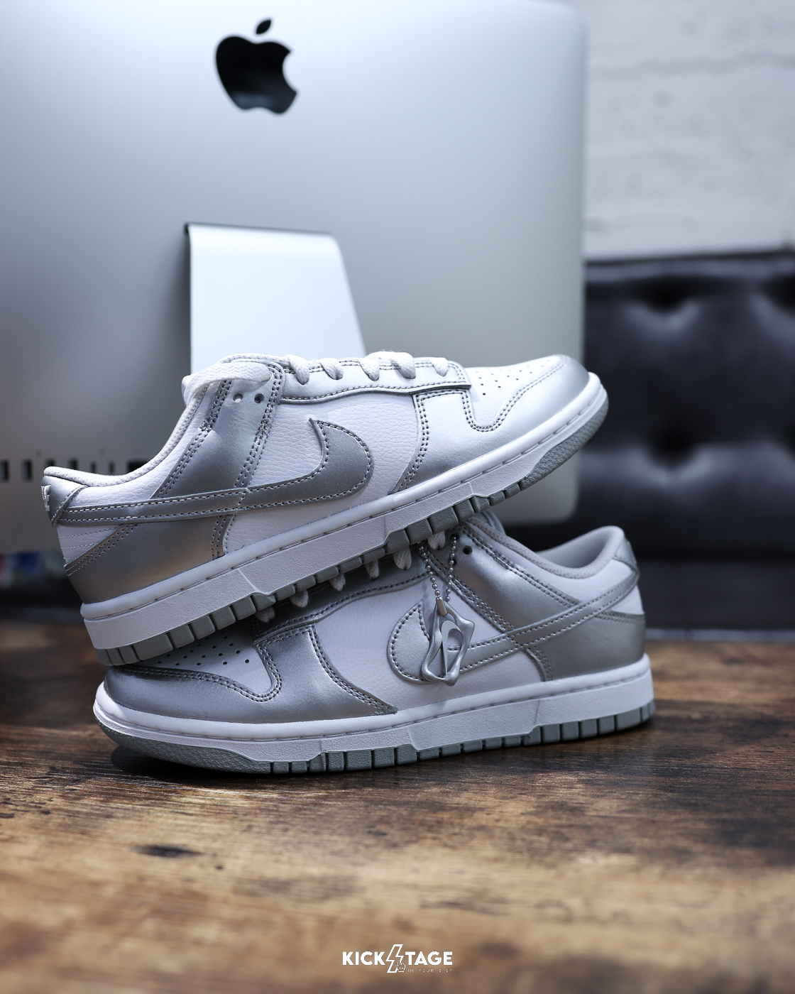 女鞋 NIKE W DUNK LOW 'Metallic Silver' 白銀 經典 吊飾 皮革 復古 休閒鞋【FV1311-100】