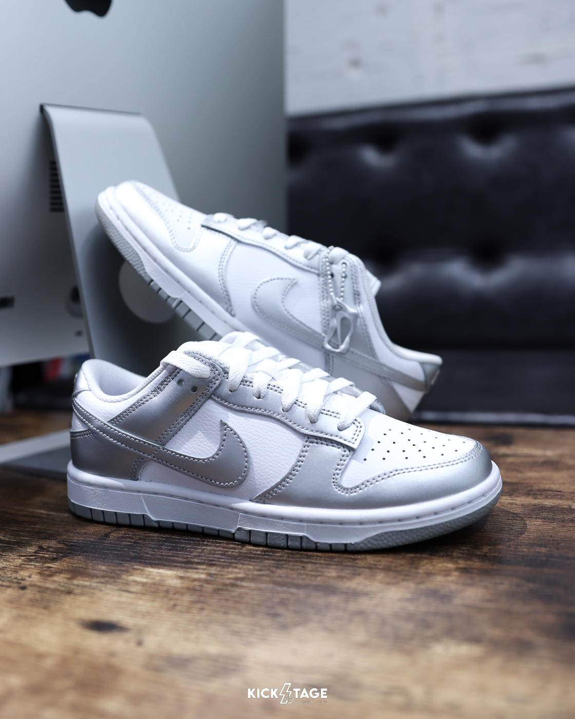 女鞋 NIKE W DUNK LOW 'Metallic Silver' 白銀 經典 吊飾 皮革 復古 休閒鞋【FV1311-100】