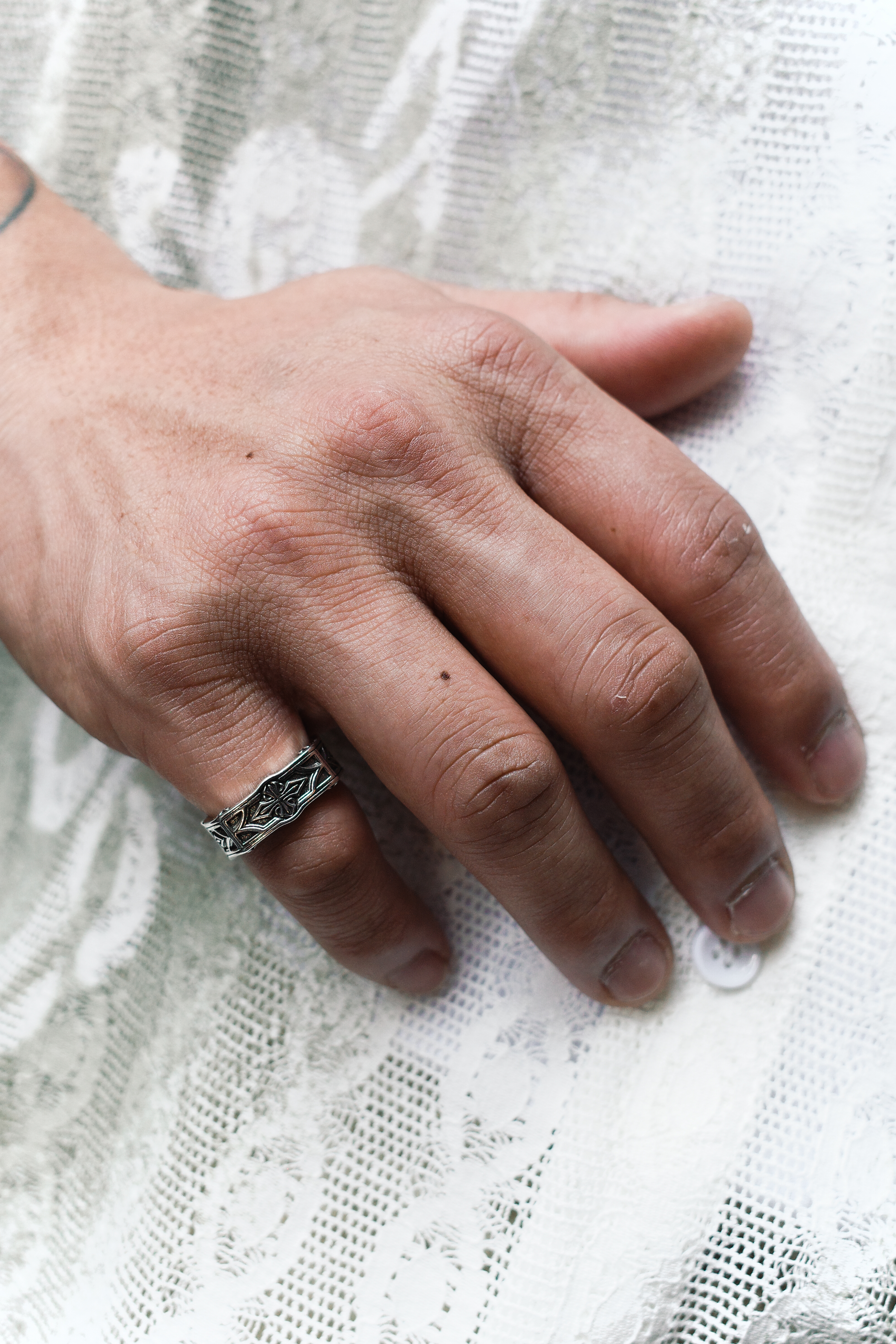 『Always_Good』方形十字 銅鍍銀 戒指