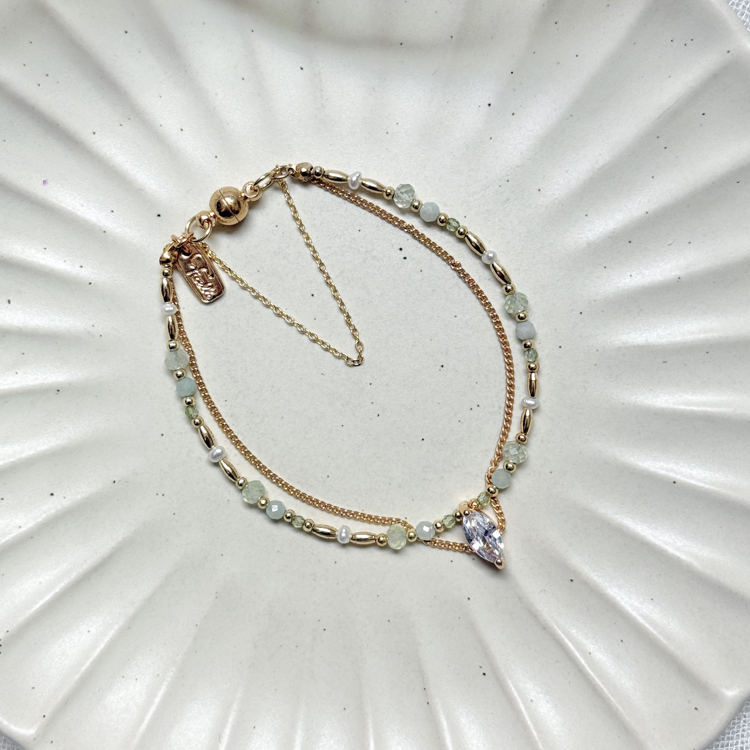 B06 / 生日花 • 陸月貳參 • 仙履蘭 – 葡萄石 – 手鍊