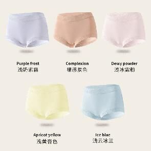 (ZD)「錢皇」7A抗菌蠶絲裸感中腰 私人護褲底100%桑蠶絲 女士 (2套平均$158/套送2盒洗衣液)(一套5條每色一條）- 錢皇 #2204QW